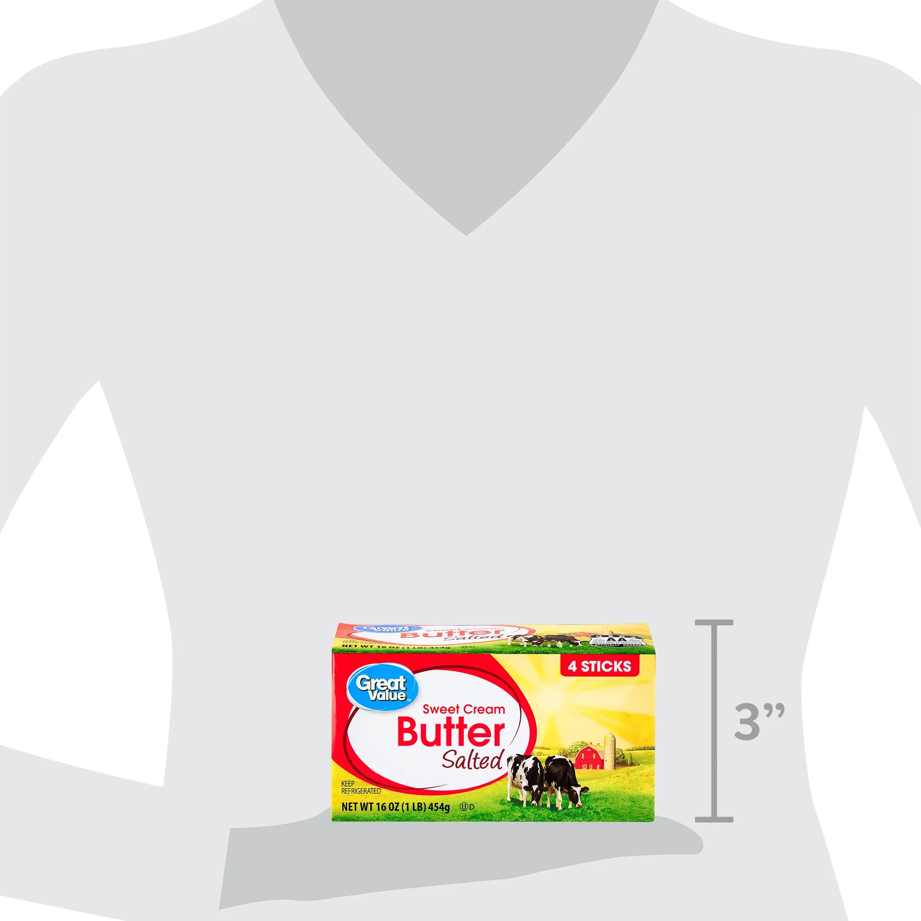 Great Value Sweet Cream Salted Butter, 16 oz, 4 Sticks - Image 3