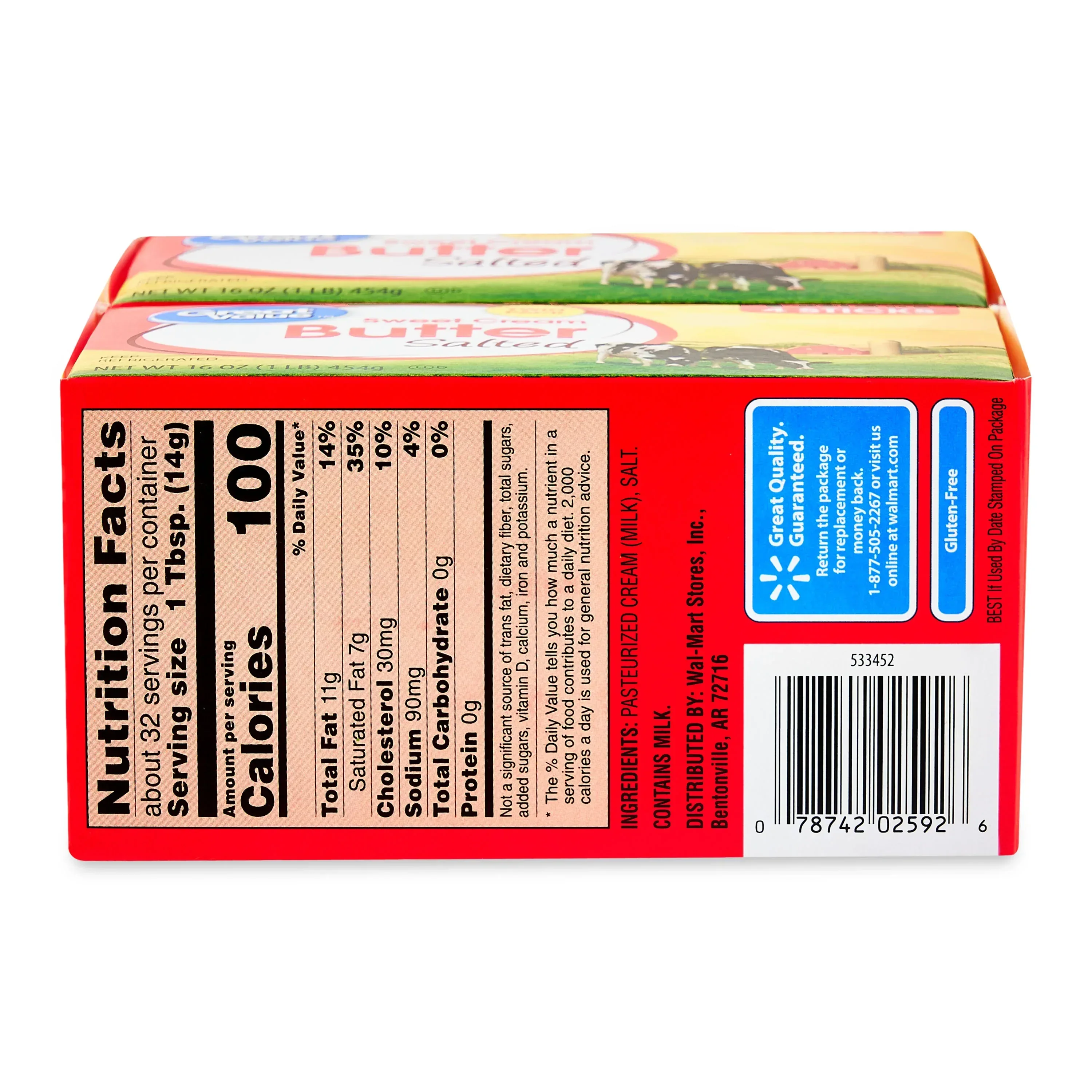 Great Value Sweet Cream Salted Butter Twin Pack, 16 oz, 8 Sticks - Image 5