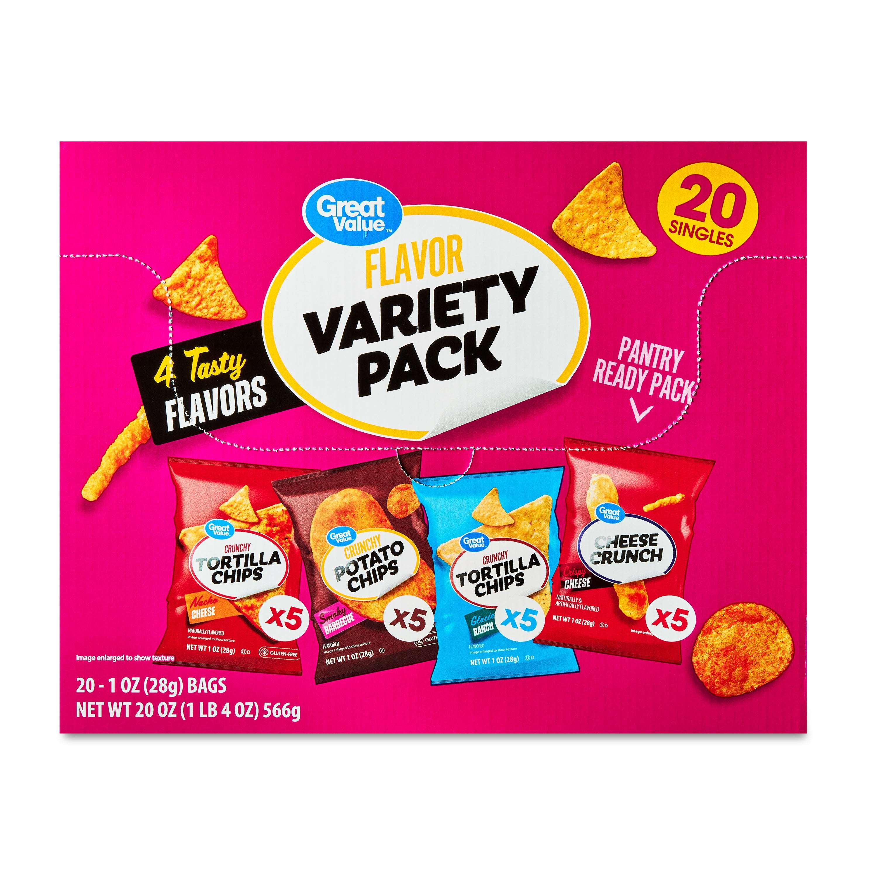 Great Value Tasty Chips Variety Pack, 1 oz, 20 Count - Image 2
