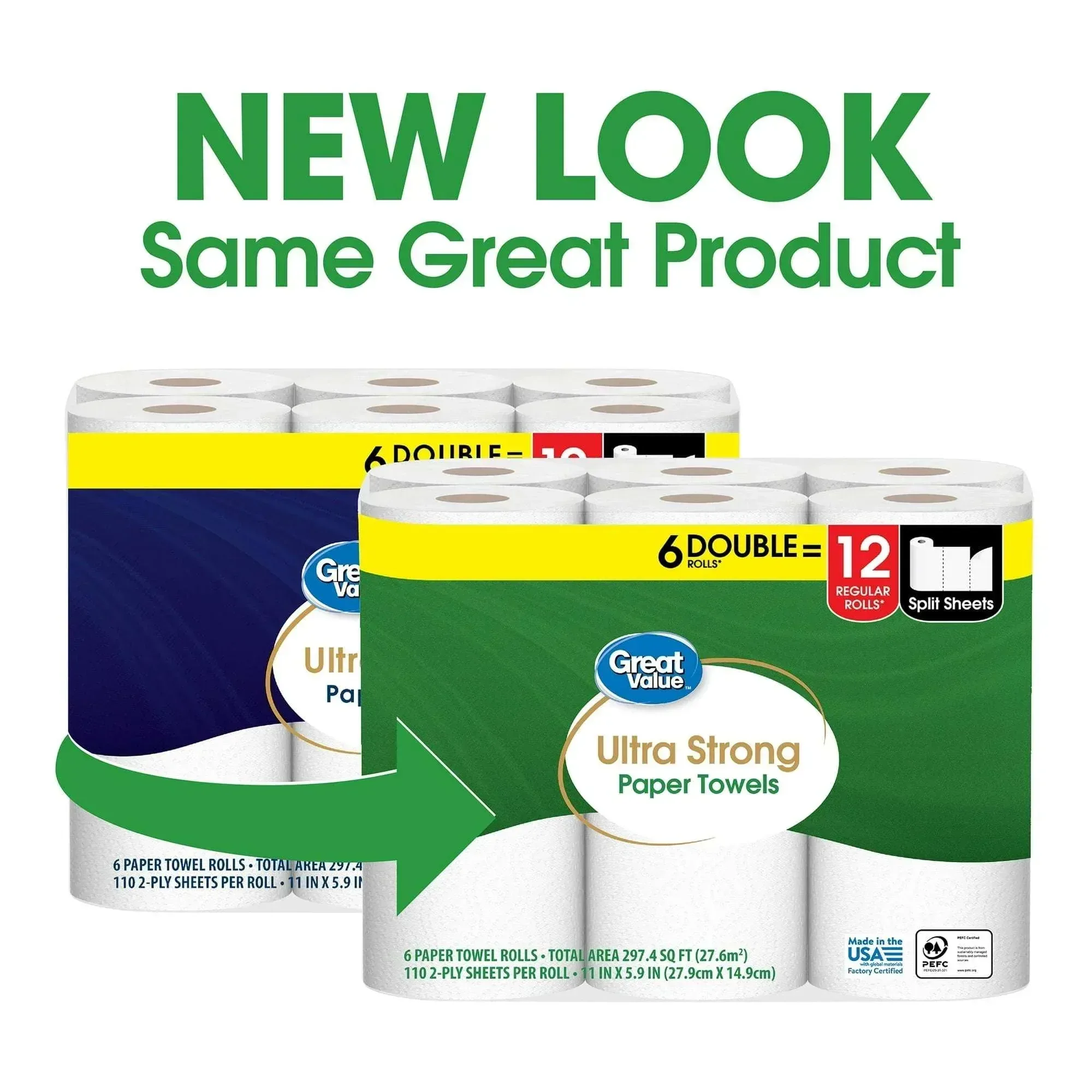 Great Value Ultra Strong Paper Towels, 6 Double Rolls - Image 5