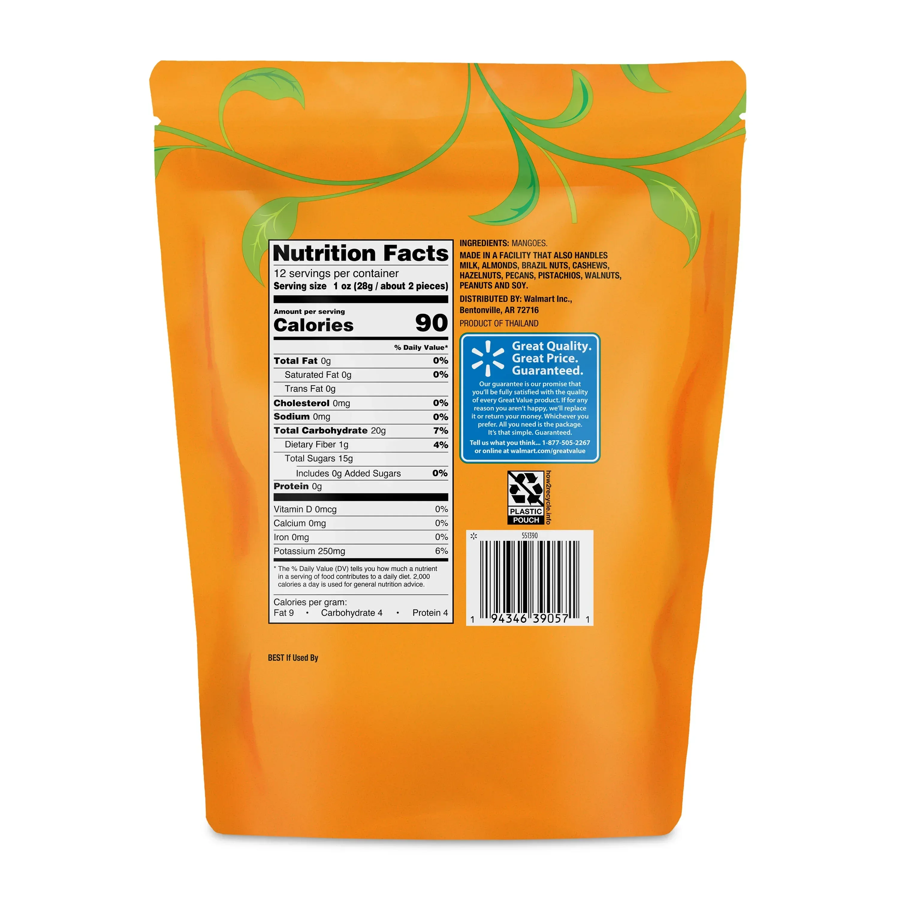 Great Value Unsweetened Dried Mango, 12 oz - Image 5