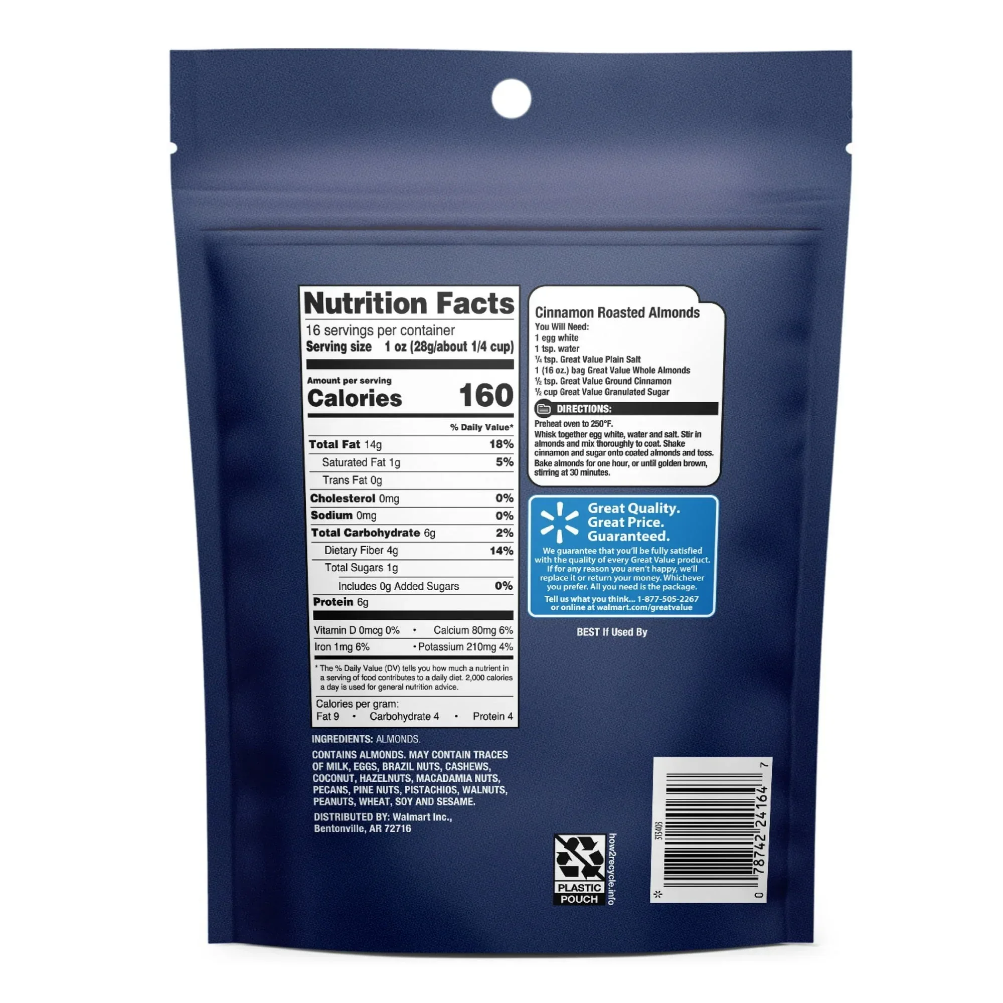 Great Value Whole Almonds, 16 oz - Image 2
