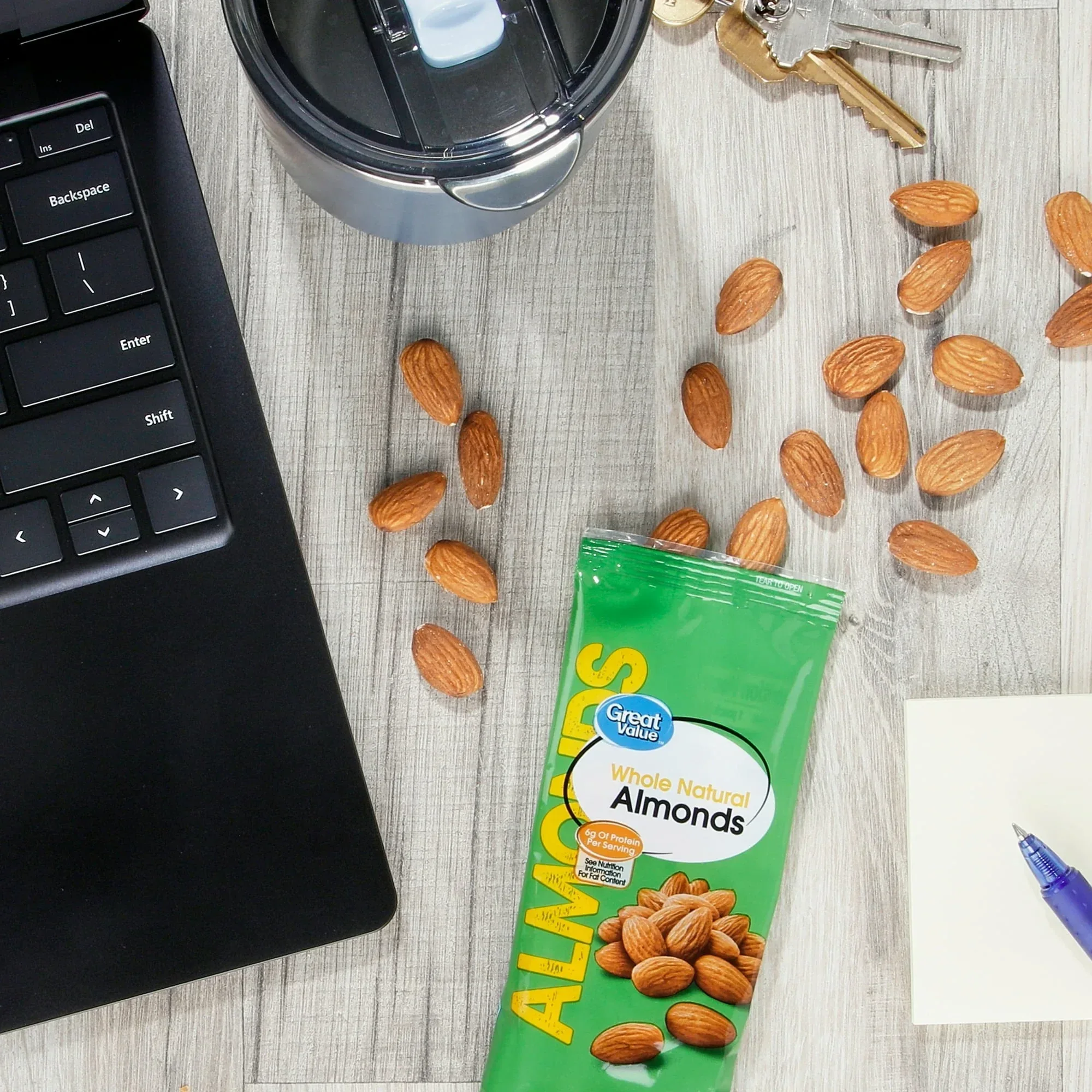 Great Value Whole Natural Almonds, 1 oz, 8 Count - Image 2