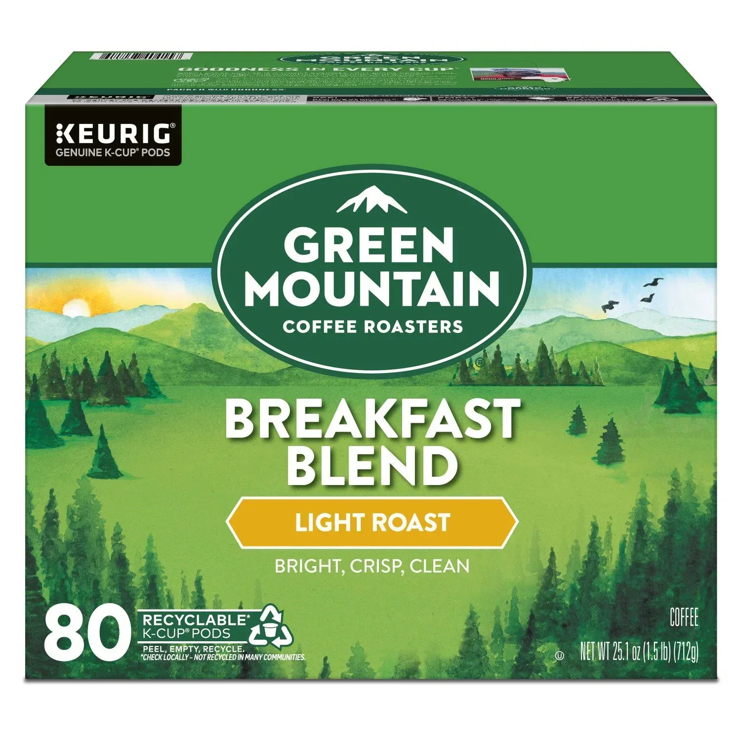 Green Mountain Coffee Roasters Light Roast Coffee Pods, Breakfast Blend, 80 ct. - Image 2