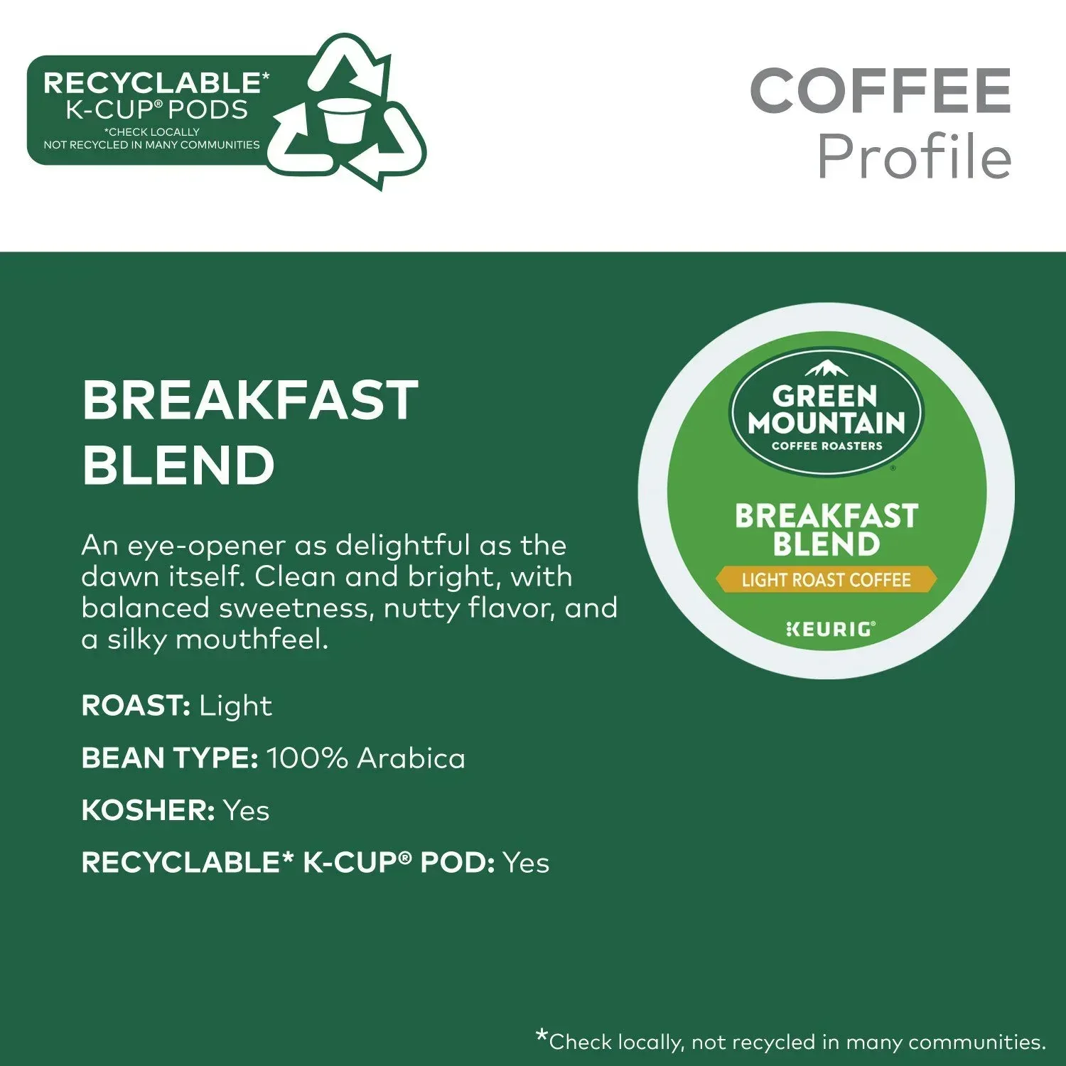 Green Mountain Coffee Roasters Light Roast Coffee Pods, Breakfast Blend, 80 ct. - Image 3