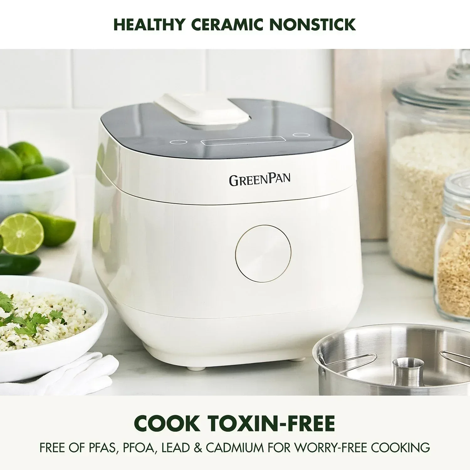 GreenPan 4-Cup Carb Reducing Electric Rice Cooker with 10 Presets - Image 2