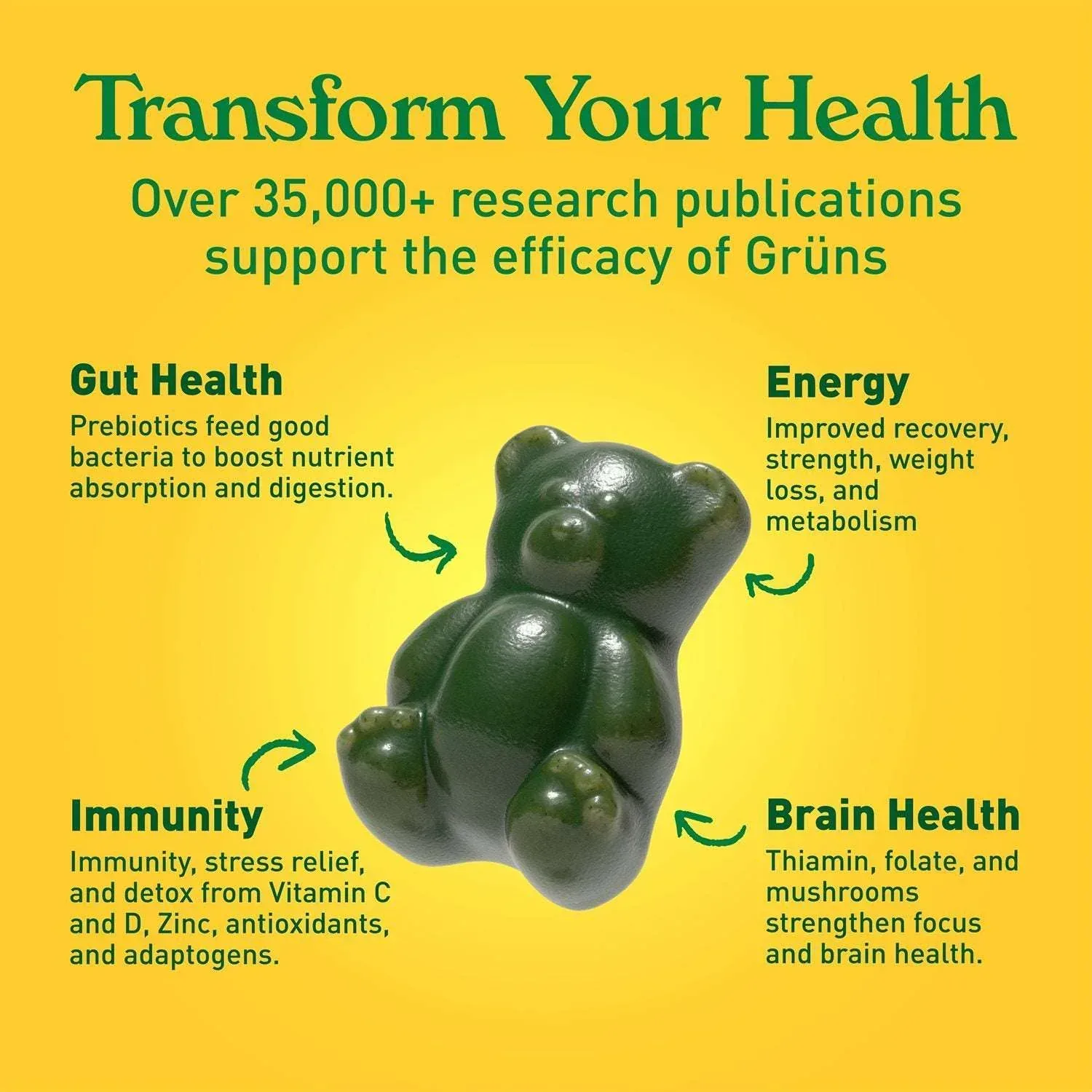 Gruns Adult Organic Superfood Greens Multivitamin Gummies, 25 ct. - Image 8