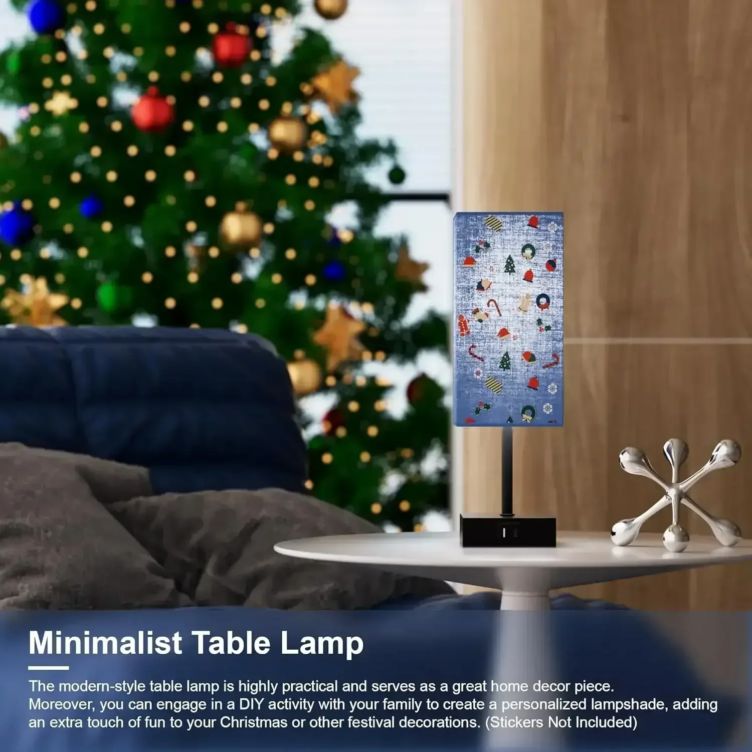 Comzler Bedside Table Lamp Set of 2, Navy Blue Lamps for Bedroom Decor 3-Way Dimmable Touch Lamp with USB C+A Charging Ports LED Bulb Included - Image 4