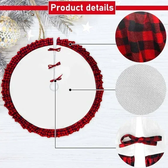 HadinEEon Christmas Tree Skirt, 48 inch, Indoor Christmas Tree Mat for Xmas Decoration (Red & White) - Image 5