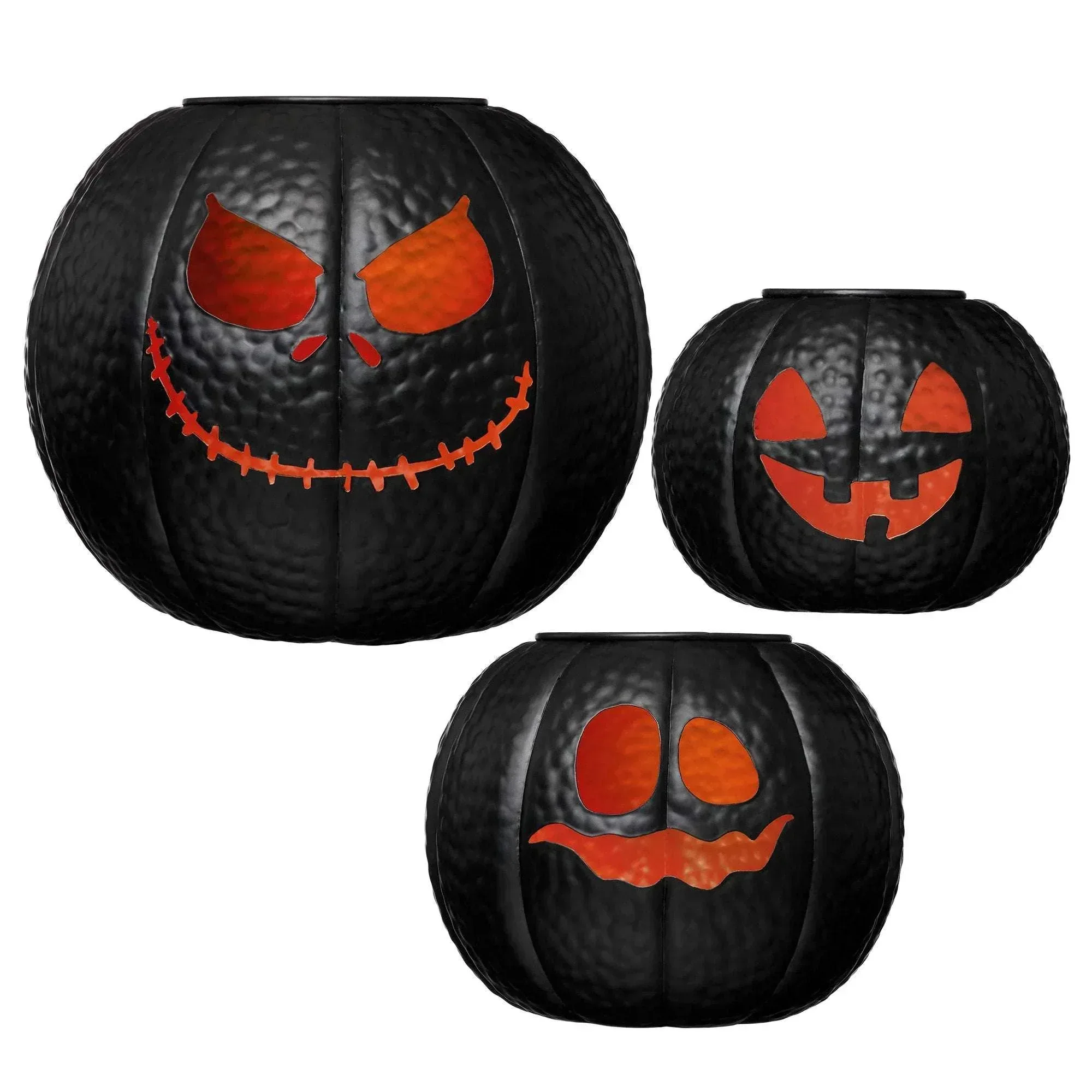 Halloween Metal Pumpkin Lanterns, Set of 3 - Image 2