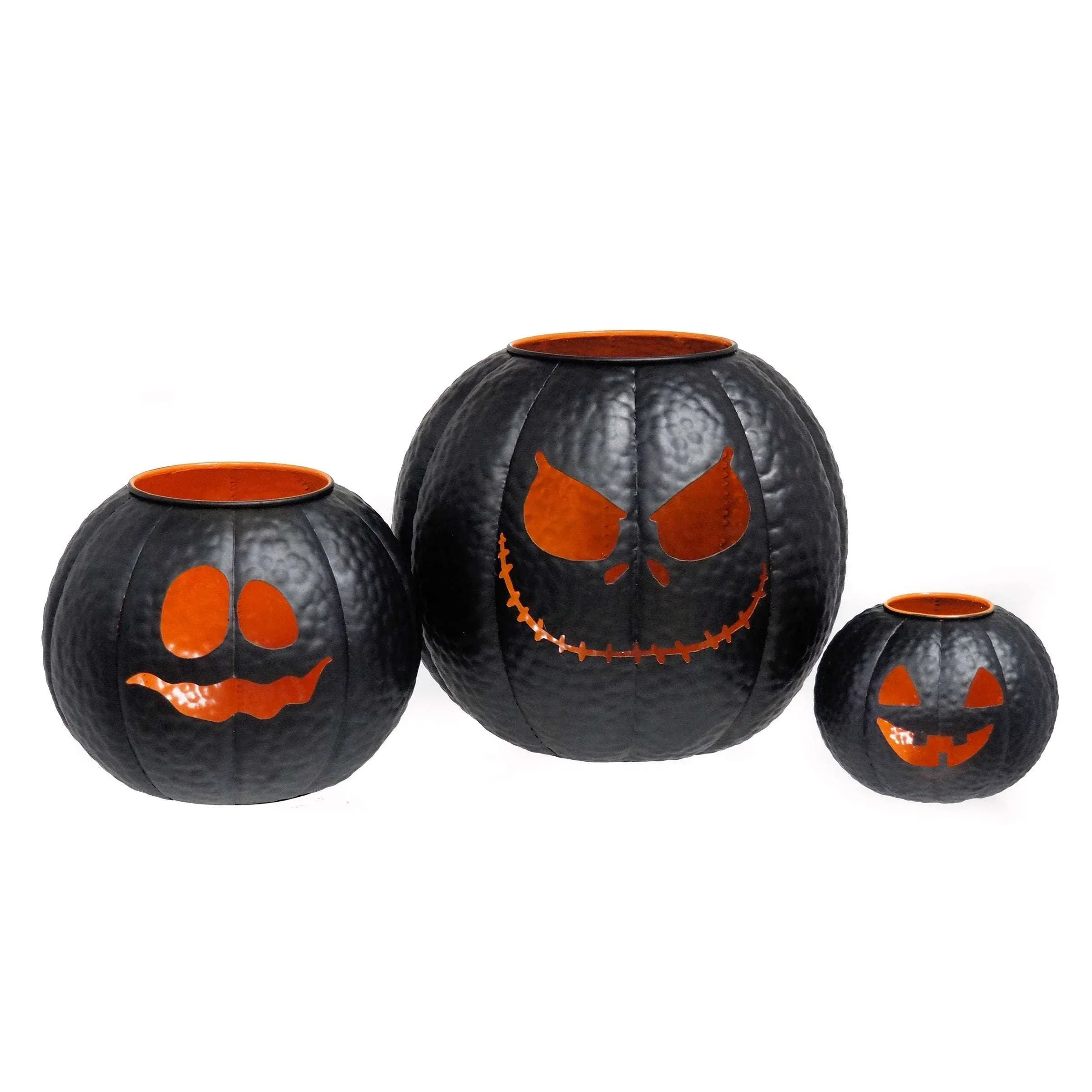 Halloween Metal Pumpkin Lanterns, Set of 3 - Image 3