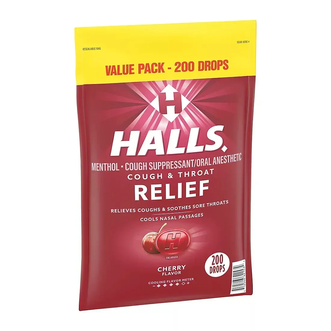 Halls Relief Cherry Flavor Cough Drops, Value Pack, 200 Count - Image 2