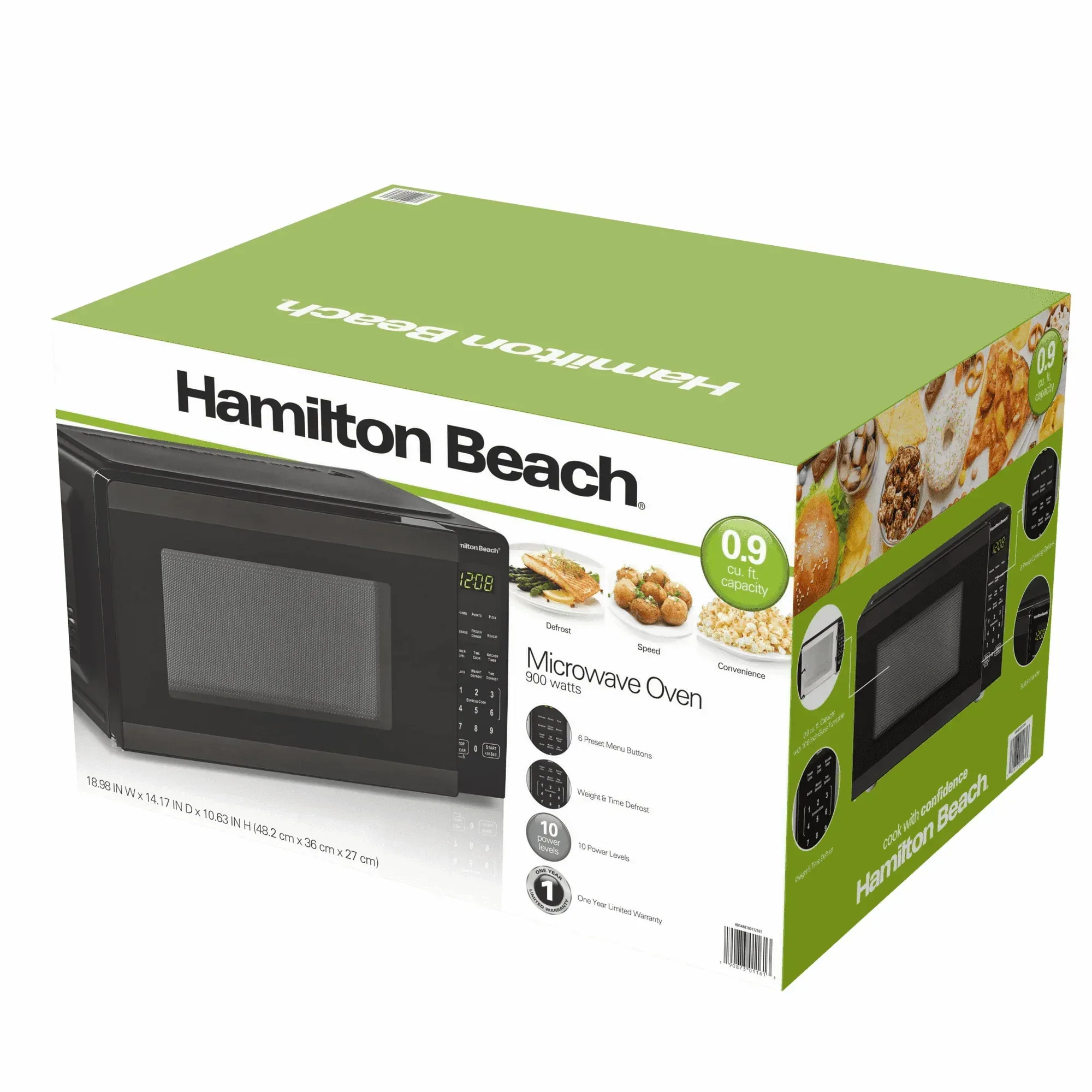 Hamilton Beach 0.9 Cu ft Countertop Microwave Oven, 900 Watts, Black Stainless Steel, New - Image 10