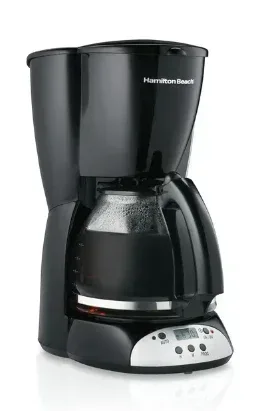 Hamilton Beach 12 Cup Programmable Coffee Maker, Glass Carafe, Black and Silver, 49465R