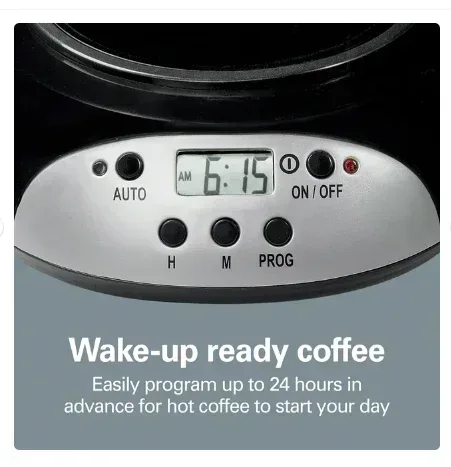 Hamilton Beach 12 Cup Programmable Coffee Maker, Glass Carafe, Black and Silver, 49465R - Image 2