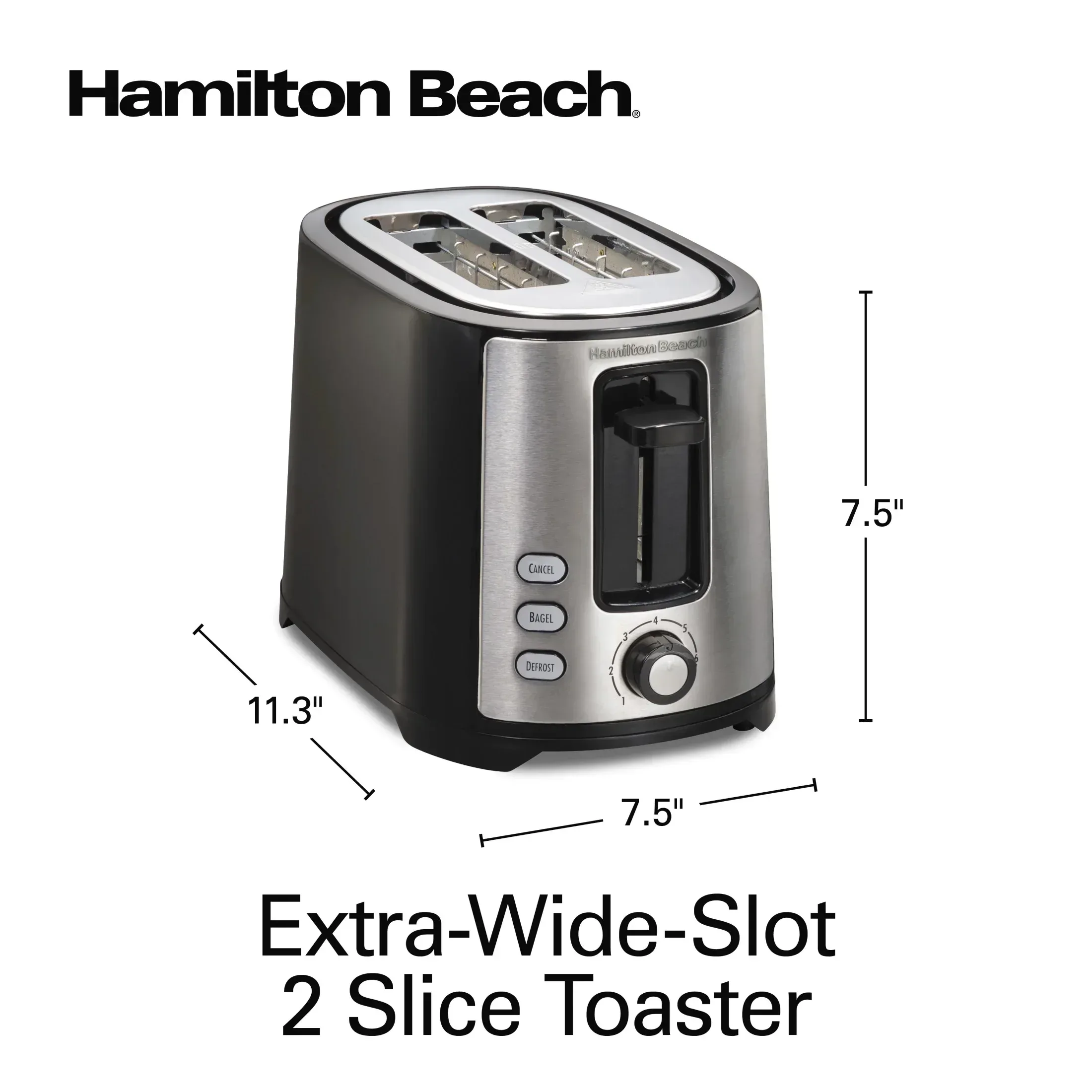 Hamilton Beach 2-Slice Bread and Bagel Toaster with Extra-Wide Slots and Drop-Down Crumb Tray, Black - Image 8