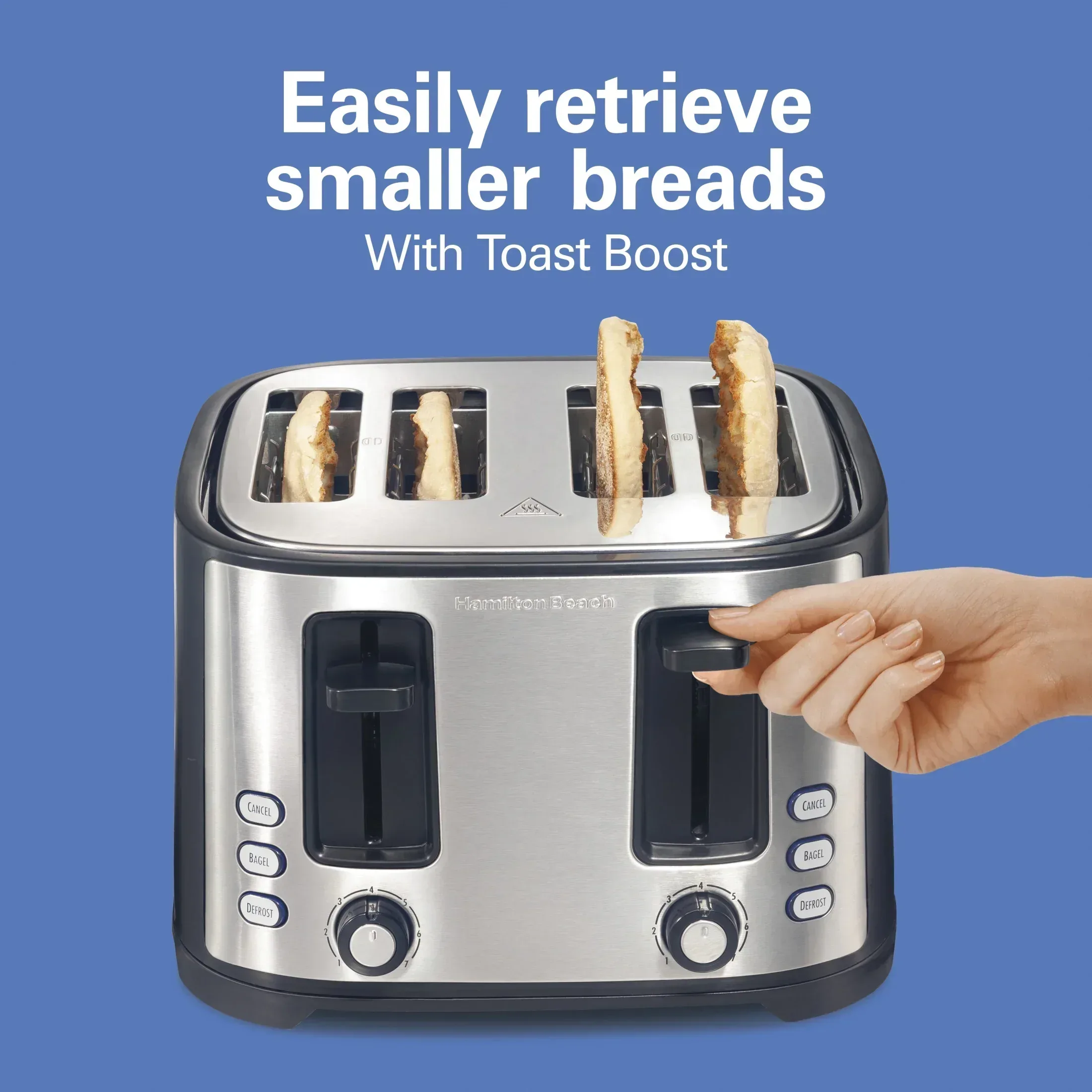 Hamilton Beach 4-Slice Bread and Bagel Toaster with Extra-Wide Slots and Drop-Down Crumb Tray, Black - Image 4
