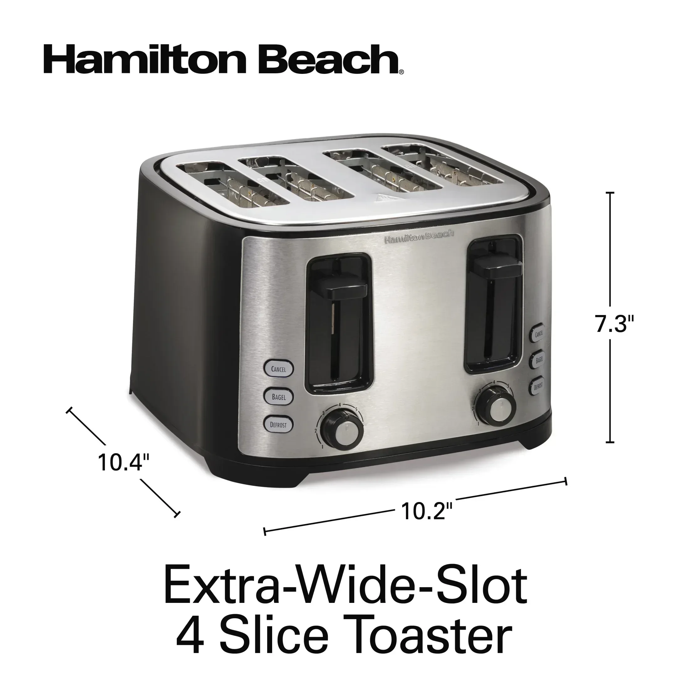 Hamilton Beach 4-Slice Bread and Bagel Toaster with Extra-Wide Slots and Drop-Down Crumb Tray, Black - Image 9