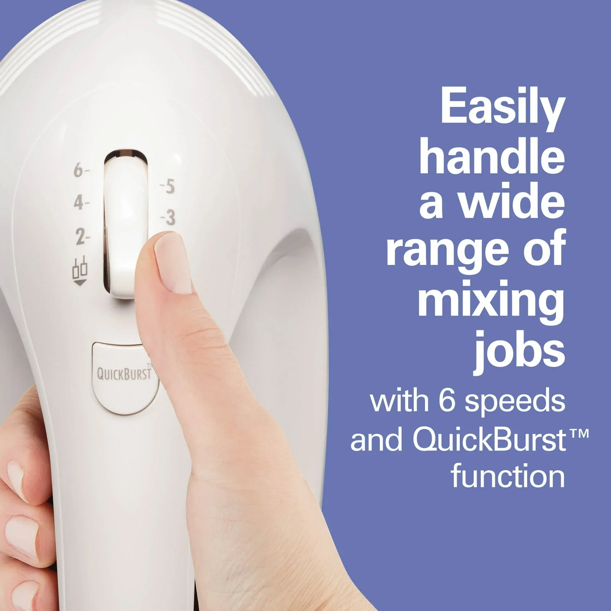 Hamilton Beach 6-Speed Electric Hand Mixer with Easy Clean Beaters, 7 Attachments & Case, Mixer for Kitchen, White - Image 3