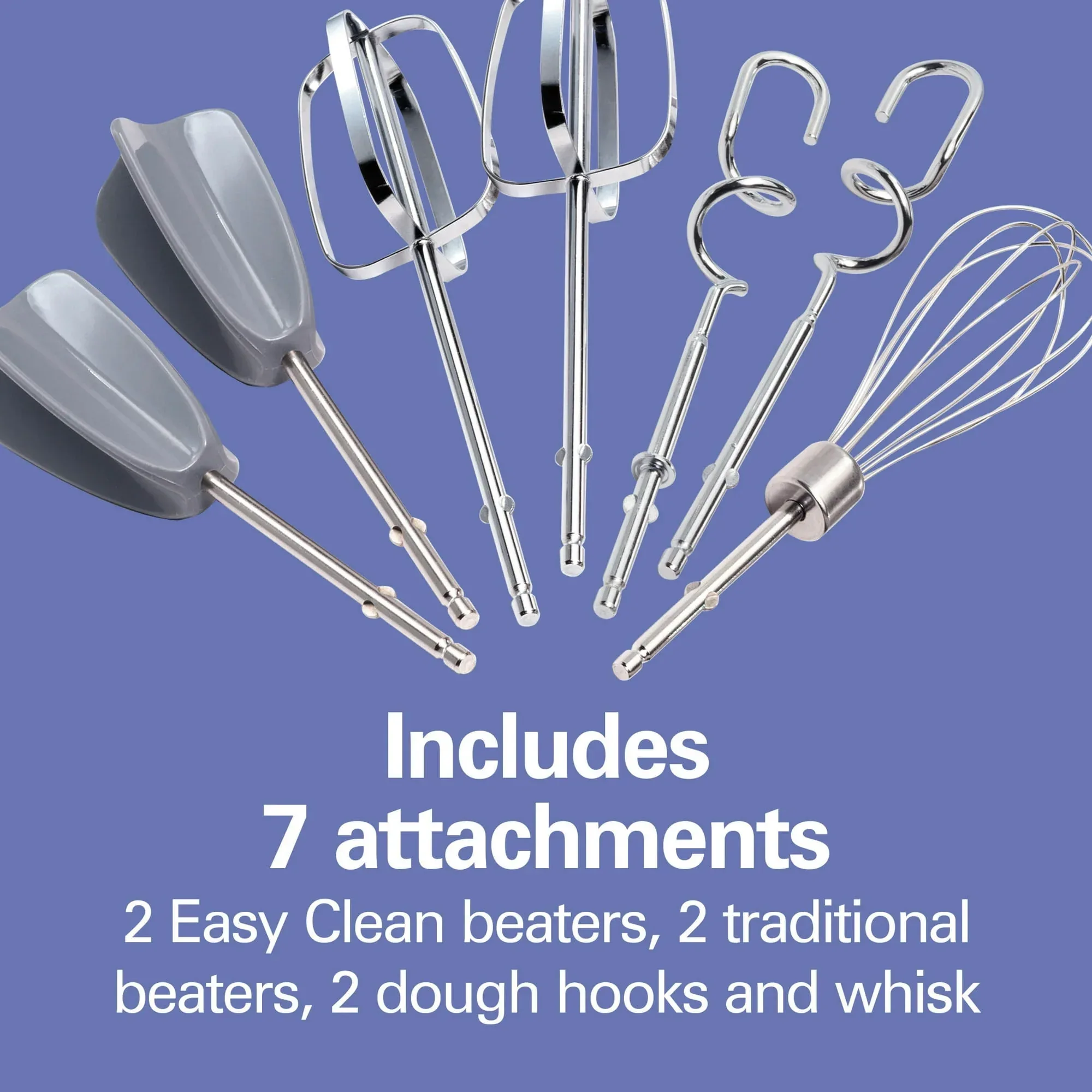 Hamilton Beach 6-Speed Electric Hand Mixer with Easy Clean Beaters, 7 Attachments & Case, Mixer for Kitchen, White - Image 6