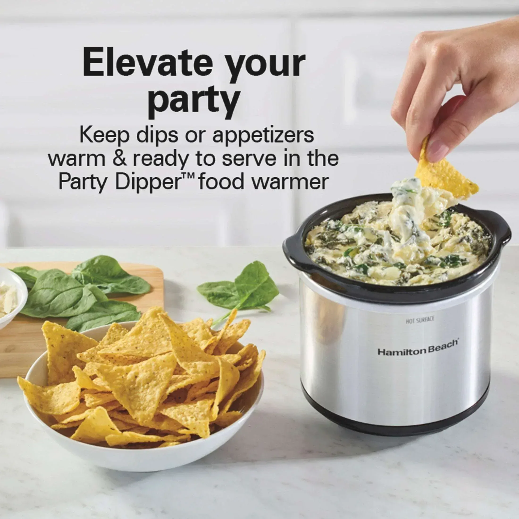 Hamilton Beach 7 Qt Programmable Slow Cooker, Stoneware Crock with Removable Pot, Includes Party Dipper Food Warmer, Stainless Steel - Image 5