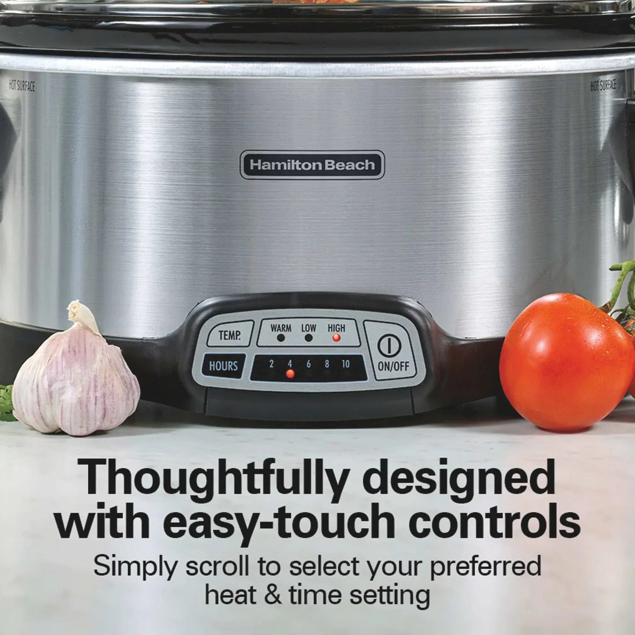 Hamilton Beach 7 Qt Programmable Slow Cooker, Stoneware Crock with Removable Pot, Includes Party Dipper Food Warmer, Stainless Steel - Image 7