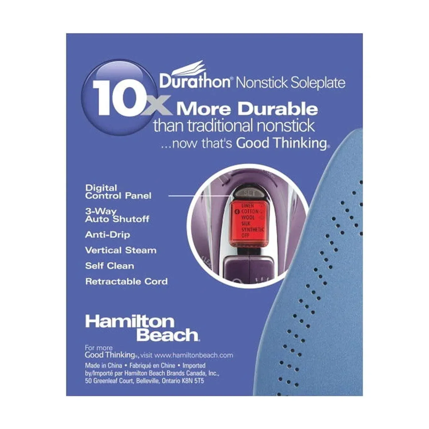 Hamilton Beach Durathon Clothing Iron, Steam Iron for Clothes with Nonstick Soleplate & Retractable Cord, Silver - Image 5