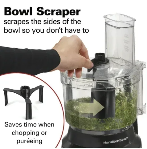 Hamilton Beach Food Processor and Vegetable Chopper with Easy Clean Bowl Scraper, 10 Cup Capacity, Stainless Steel, 70730 - Image 2