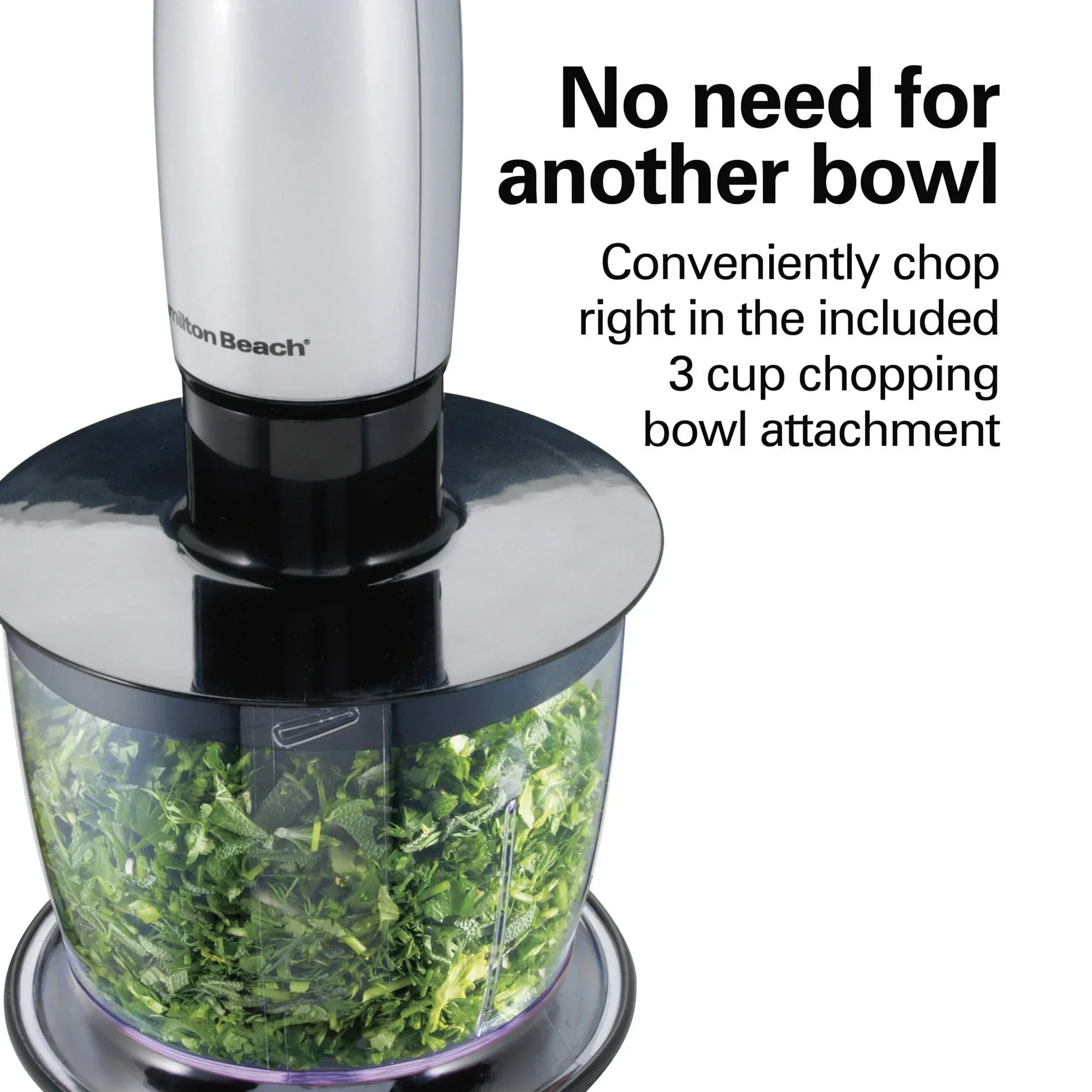 Hamilton Beach Immersion Hand Blender for Kitchen with Blending Wand, Whisk & Chopping Bowl, Silver - Image 2