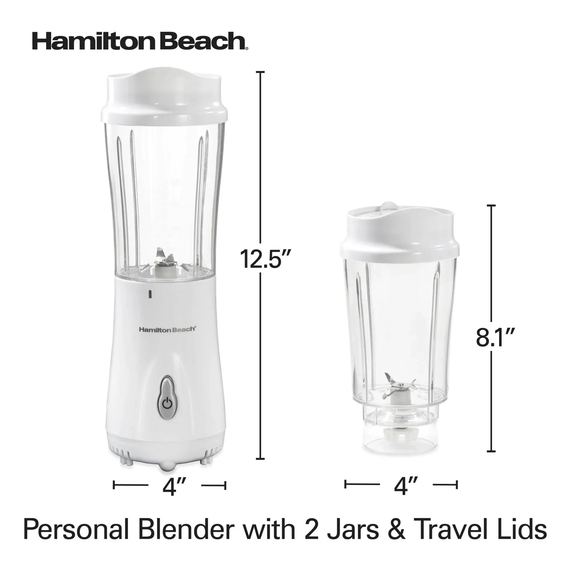 Hamilton Beach Personal Blender for Smoothies with 2 Travel Jars and Lids, White - Image 7