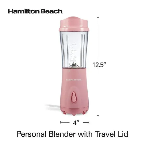 Hamilton Beach Personal Blender for Smoothies with Travel Lid, 14 oz, Coral - Image 6