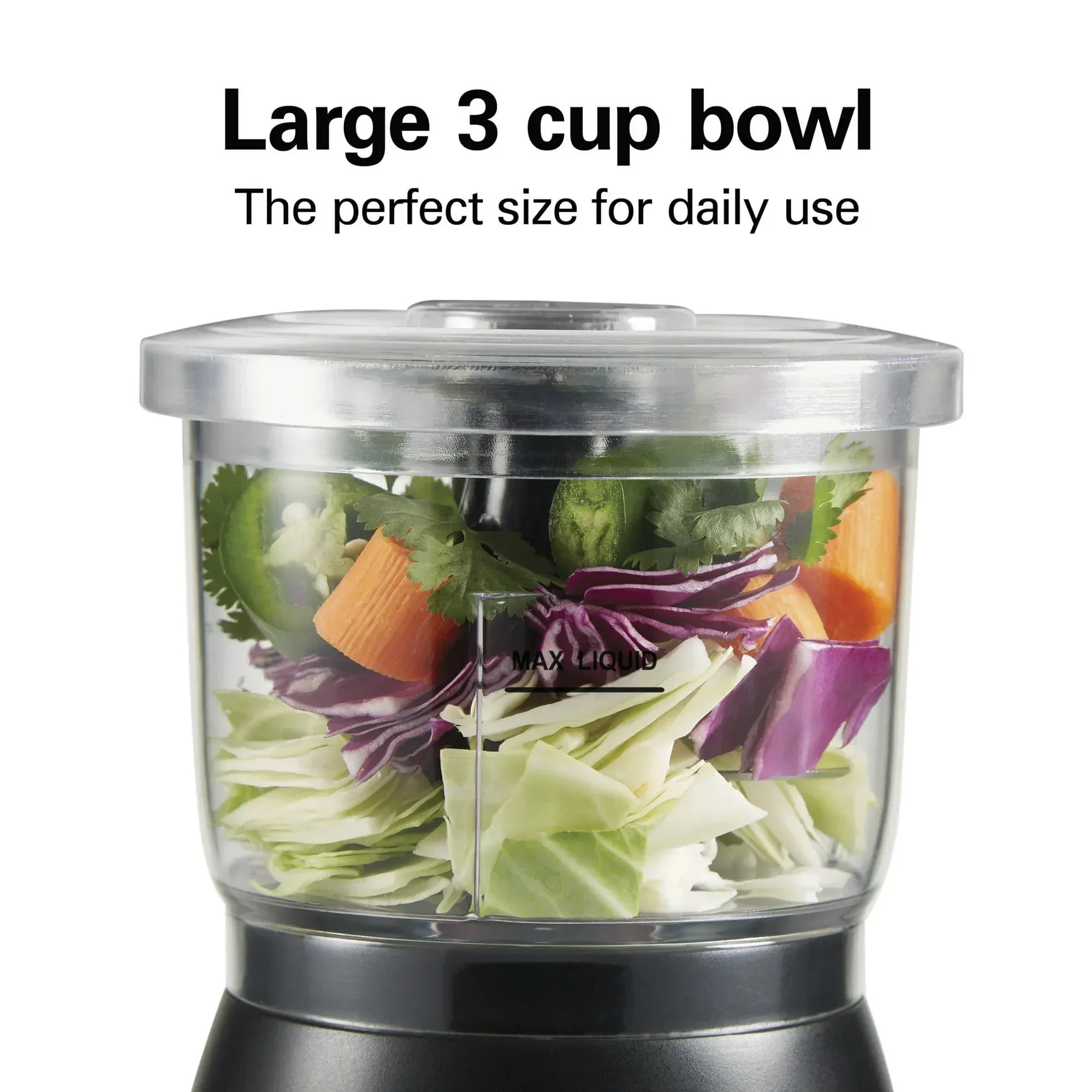 Hamilton Beach Stack & Press 2 Speed Food Chopper & Mini Food Processor, 3-Cup, Black - Image 2