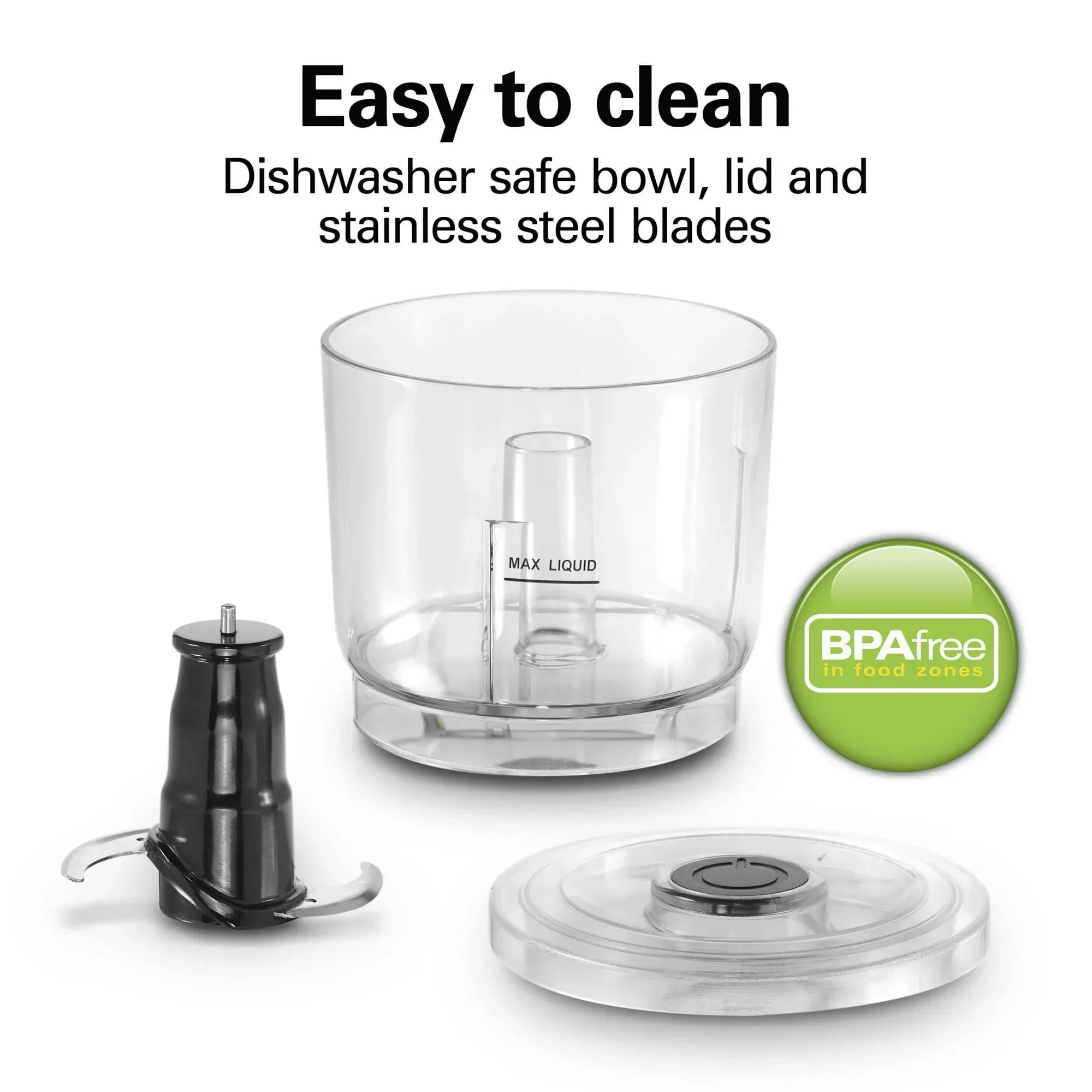 Hamilton Beach Stack & Press 2 Speed Food Chopper & Mini Food Processor, 3-Cup, Black - Image 4
