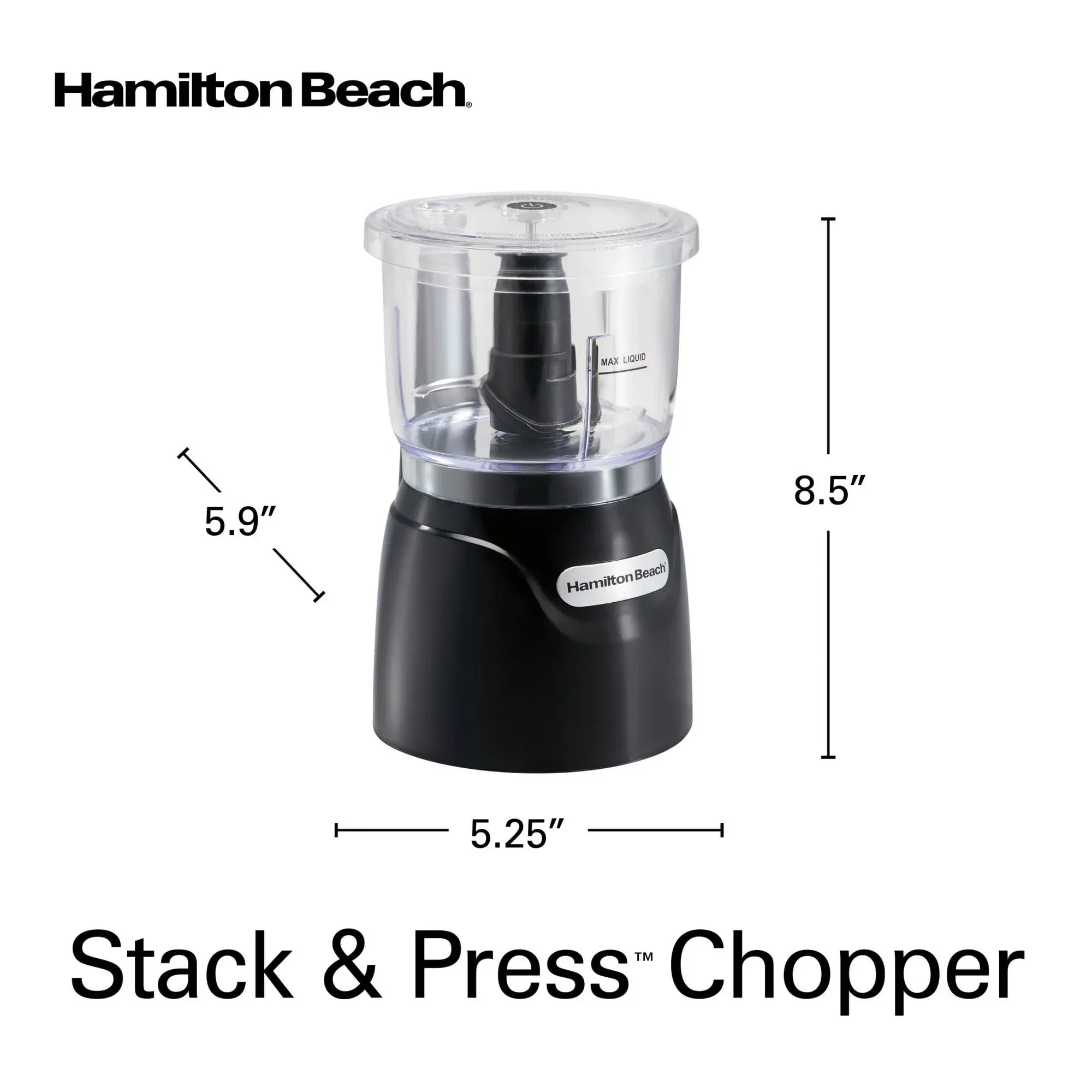 Hamilton Beach Stack & Press Electric Food Chopper & Mini Food Processor, 3-Cup, Black - Image 7