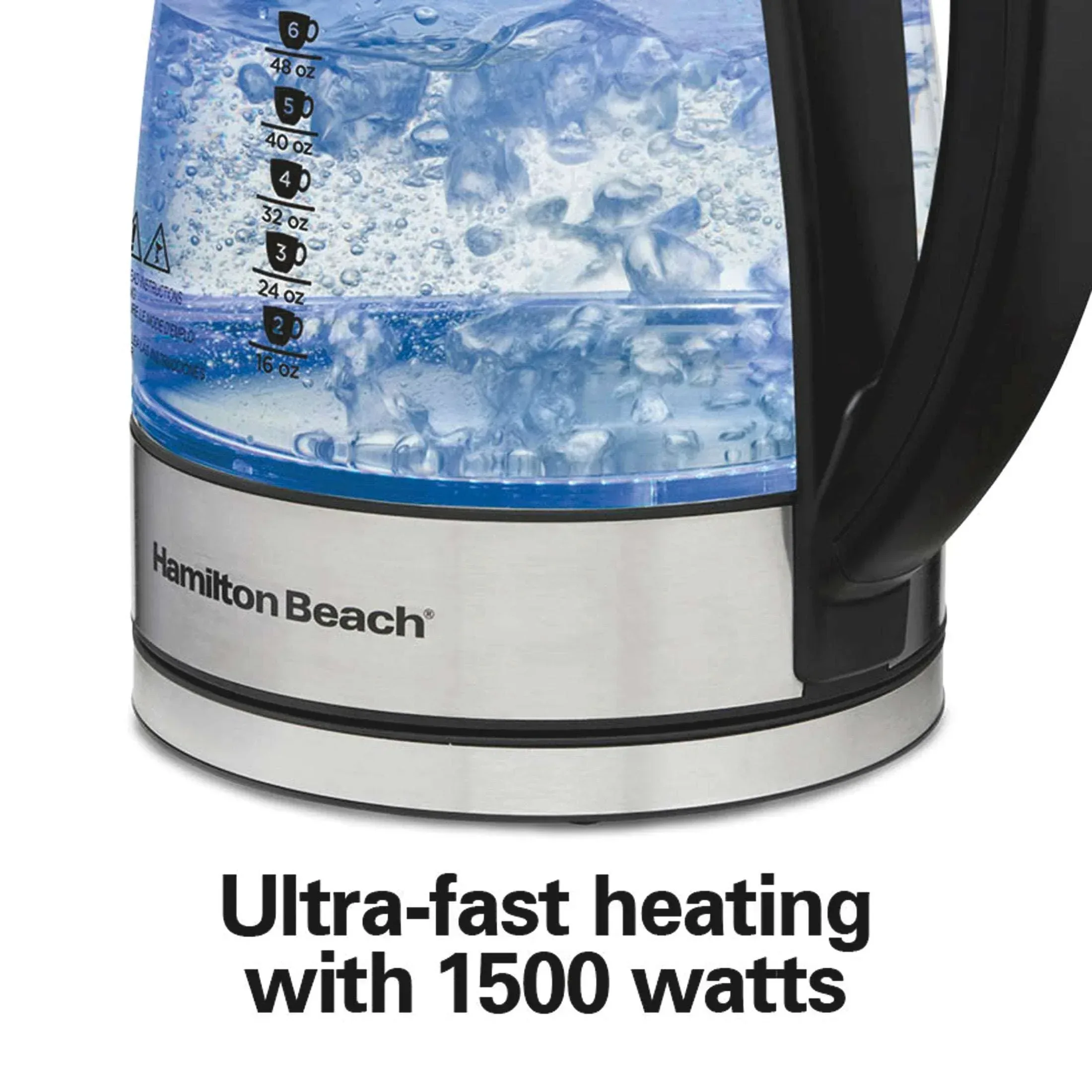 Hamilton Beach Temperature-Control Electric Glass Kettle, Tea & Water Kettle, 1.7L with Auto Shutoff and Ultra-Fast Heating - Image 2