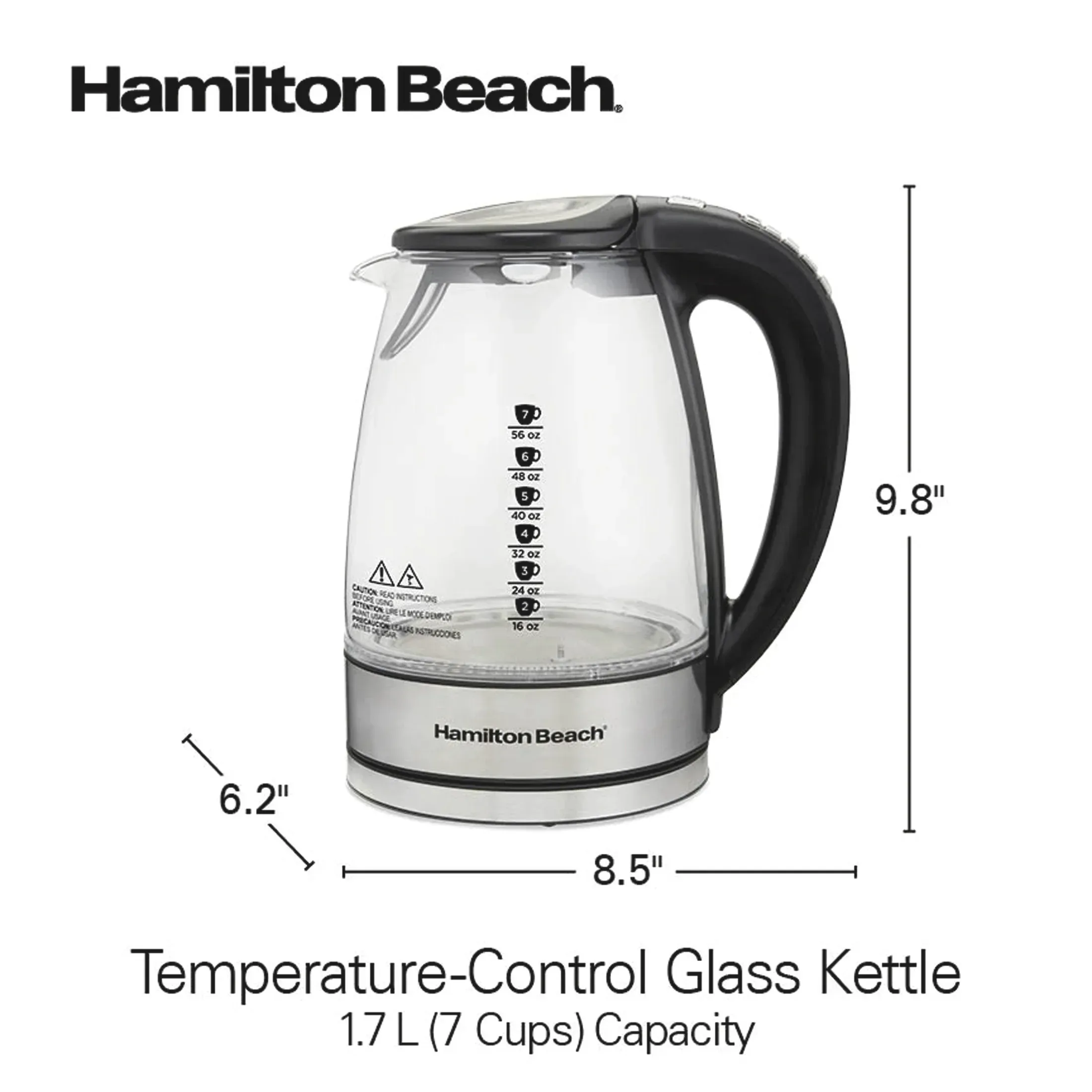 Hamilton Beach Temperature-Control Electric Glass Kettle, Tea & Water Kettle, 1.7L with Auto Shutoff and Ultra-Fast Heating - Image 8