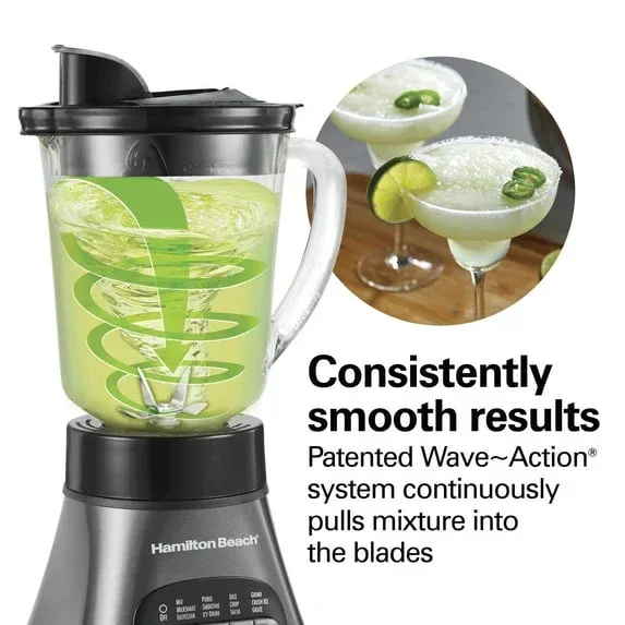 Hamilton Beach Wave Crusher Smoothie Blender for Kitchen, 40 oz Jar for Smoothies and Shakes with Blend-in Travel Jar, Black - Image 3