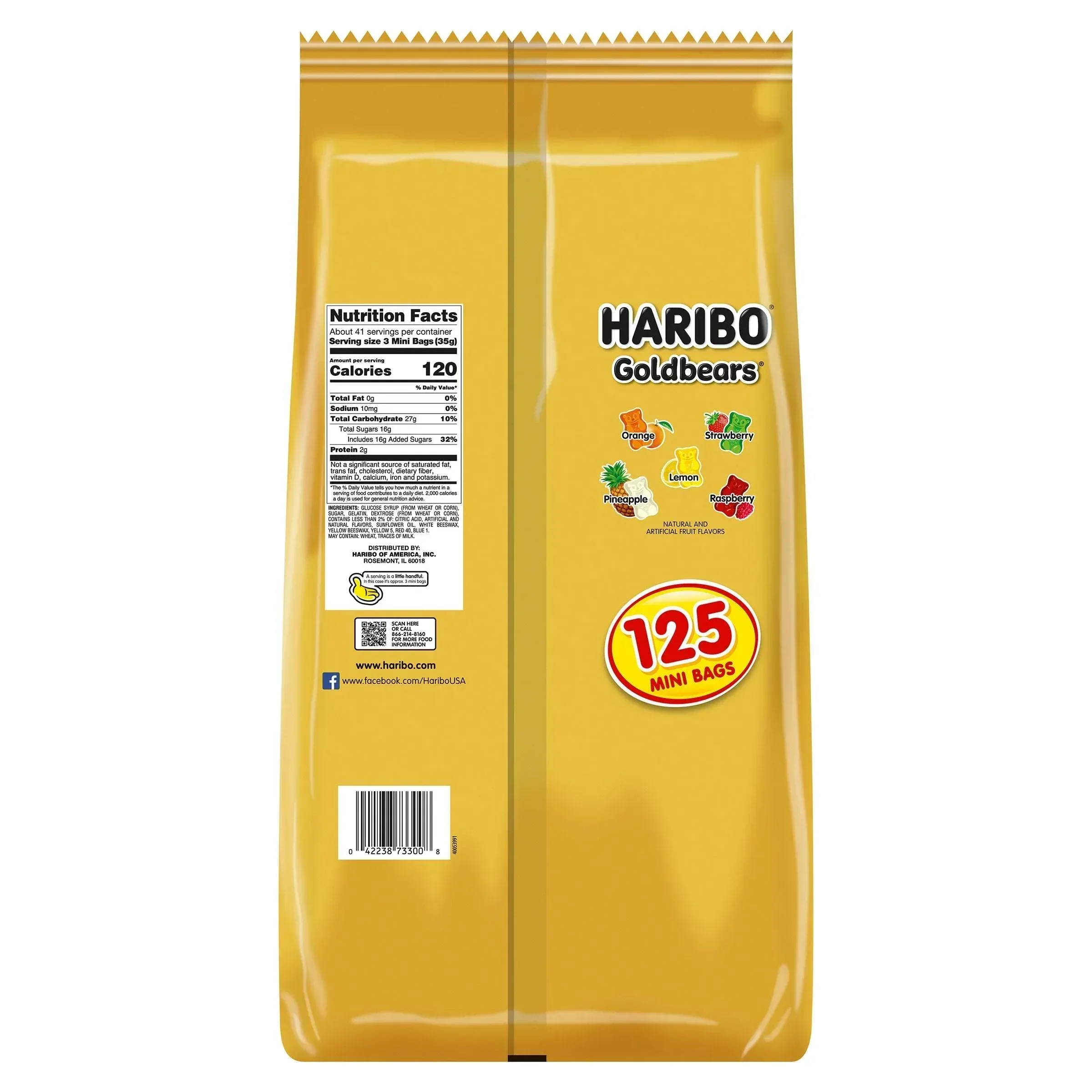 Haribo Goldbears Gummi Candy, Mini Bags, 0.4 oz, 125-count - Image 5