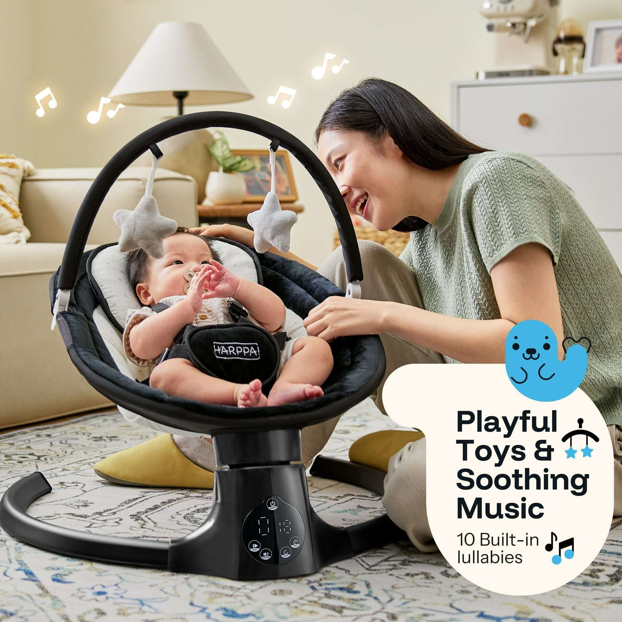 HARPPA Baby Swing for Infants with Remote Control, 5 Sway Speed, 10 Lullabies - Image 4
