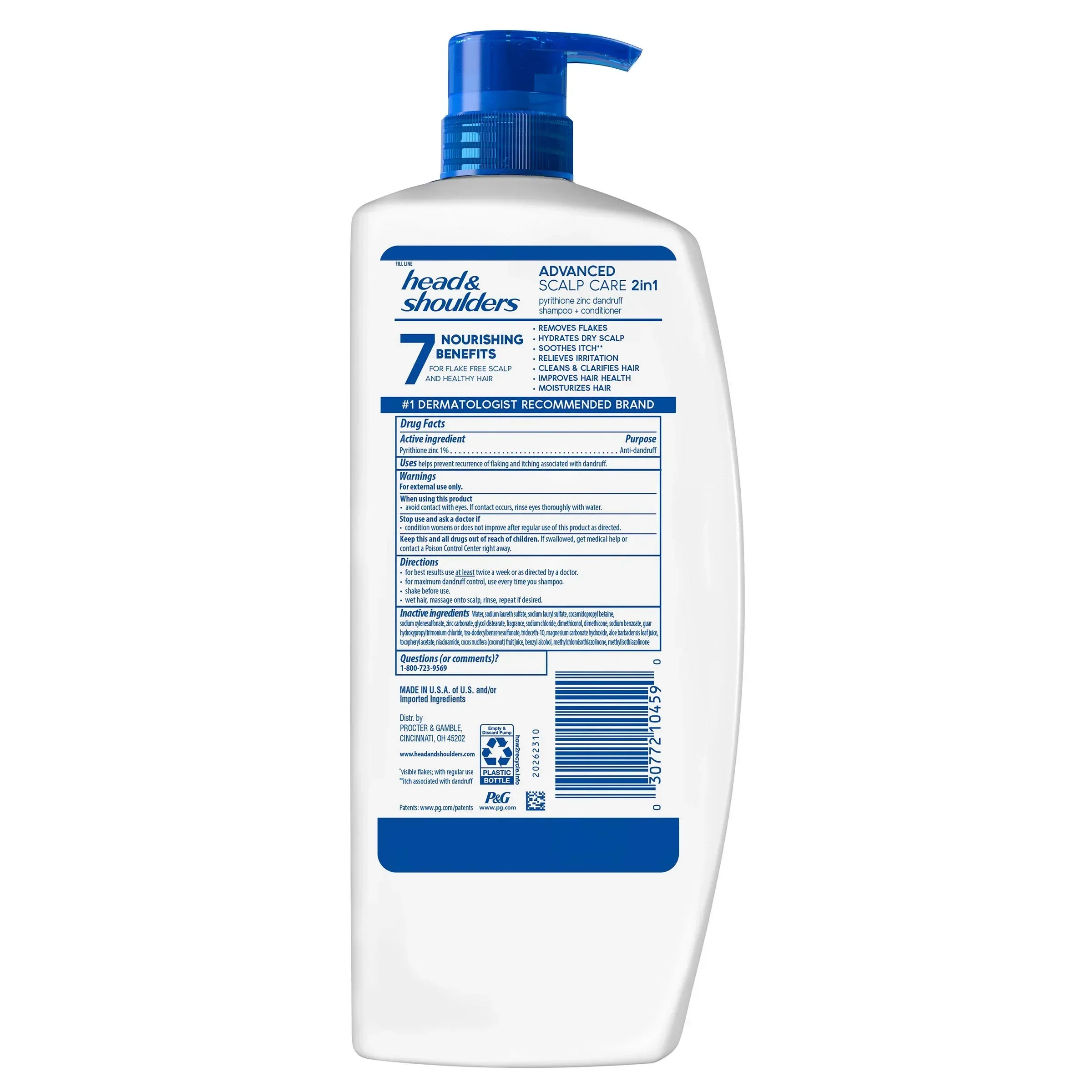 Head & Shoulders 2-in-1 Dandruff Shampoo and Conditioner Advanced Scalp Care with Aloe Vera, Coconut Water & Vitamins, 40 fl oz - Image 2