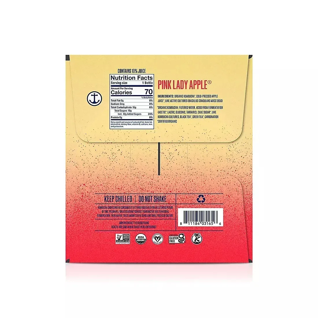 Health-Ade Pink Lady Apple Kombucha, 6 pk./16 oz. - Image 3