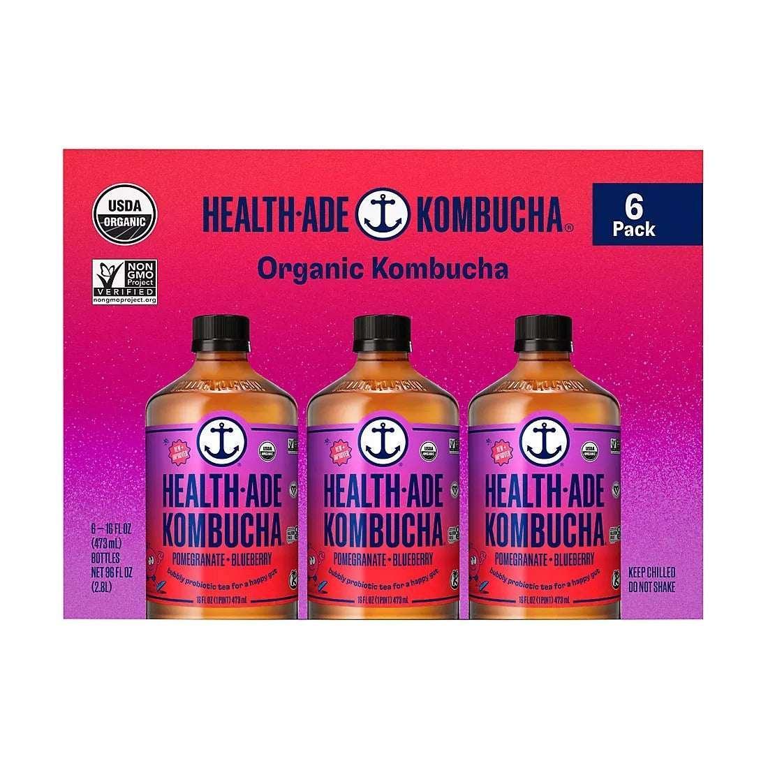 Health-Ade Pomegranate Blueberry Kombucha, 6 pk./16 oz.
