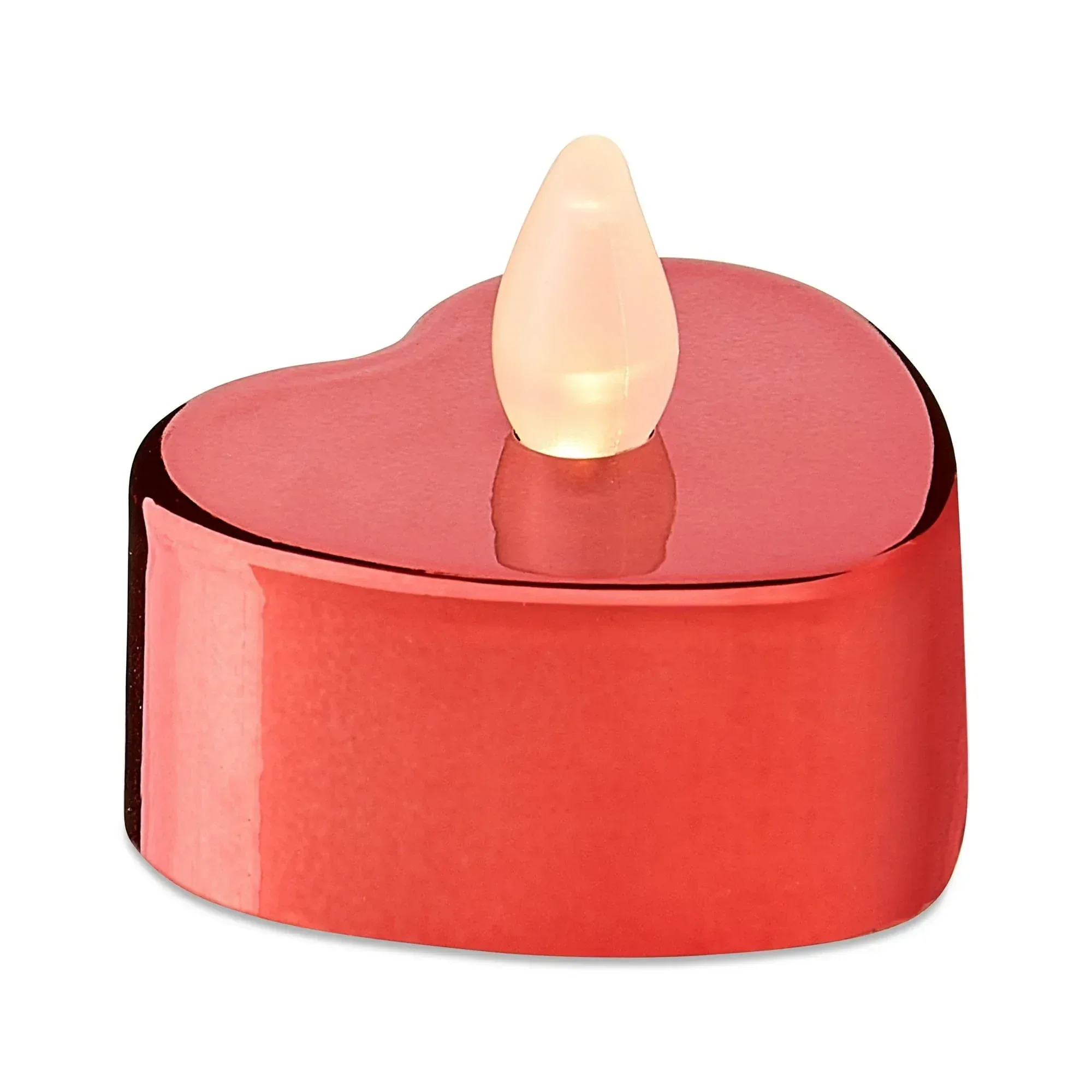 Heart Flameless LED Tealight Candles, Red, 4 Count, Valentine's Day by Way To Celebrate