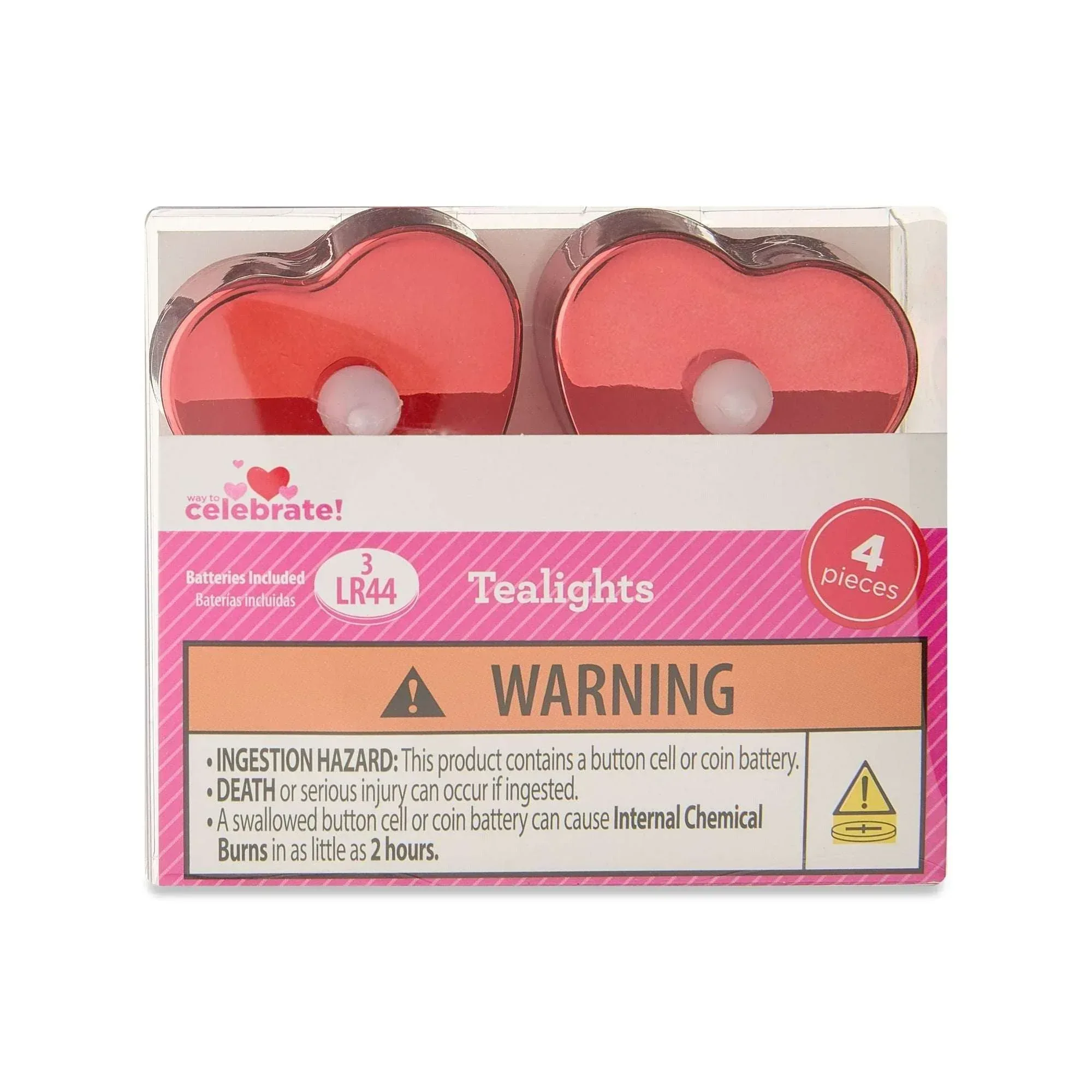 Heart Flameless LED Tealight Candles, Red, 4 Count, Valentine's Day by Way To Celebrate - Image 2