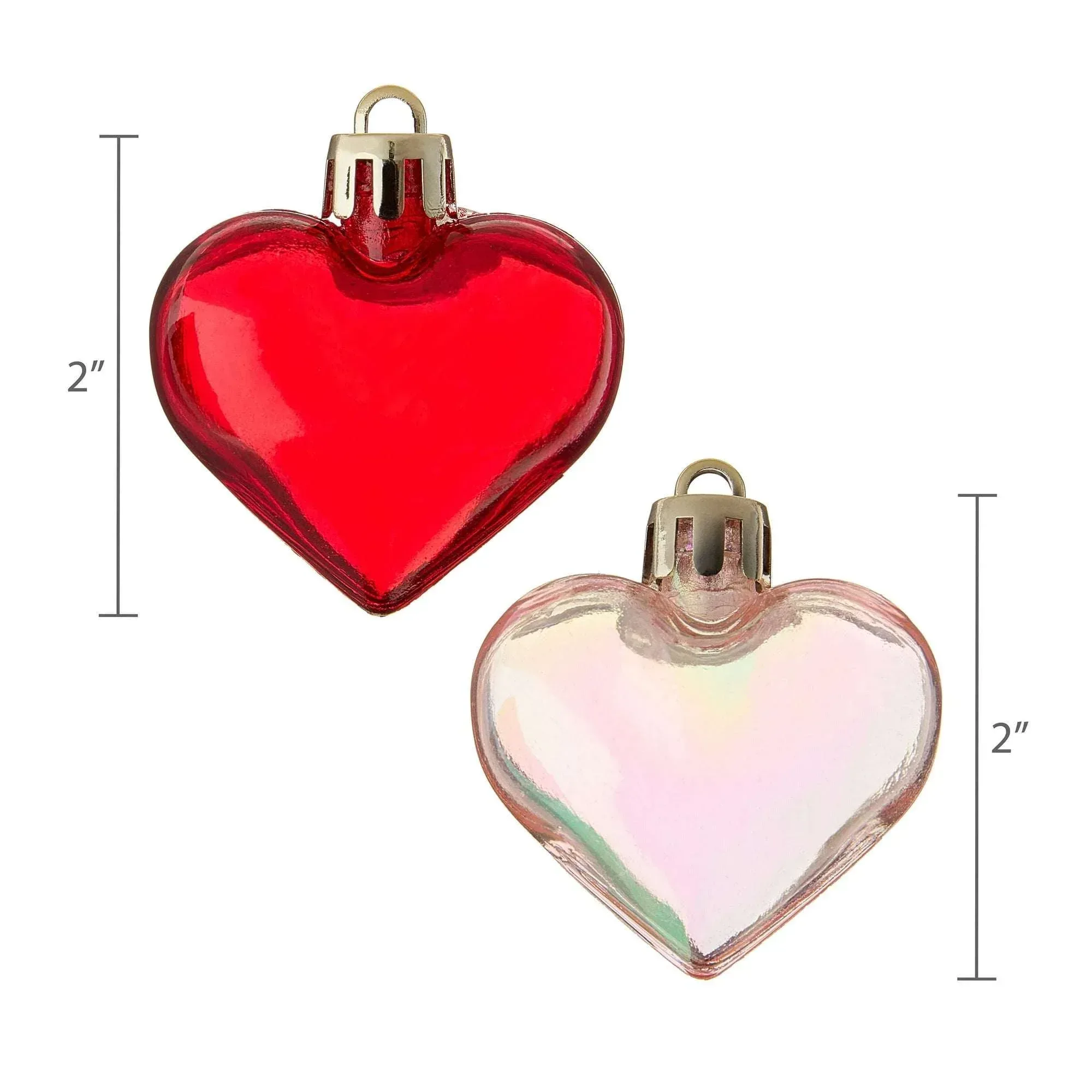 Heart Ornament Decorations, Red and Iridescent, 12 Count, Valentine's Day by Way To Celebrate - Image 4