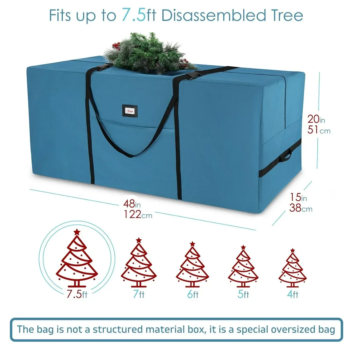 Hearth & Harbor Christmas Tree Storage Bag made from Durable Fabric, Fits up to 7.5 ft Holiday Trees - Image 6