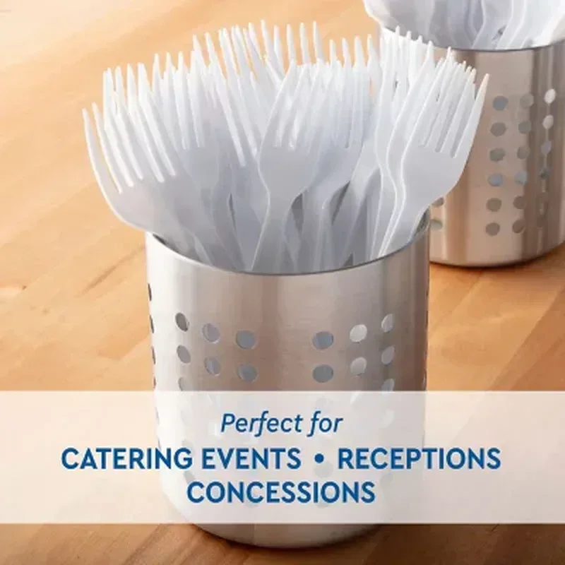 White Plastic Forks, Heavyweight (600 Ct.) - Image 5