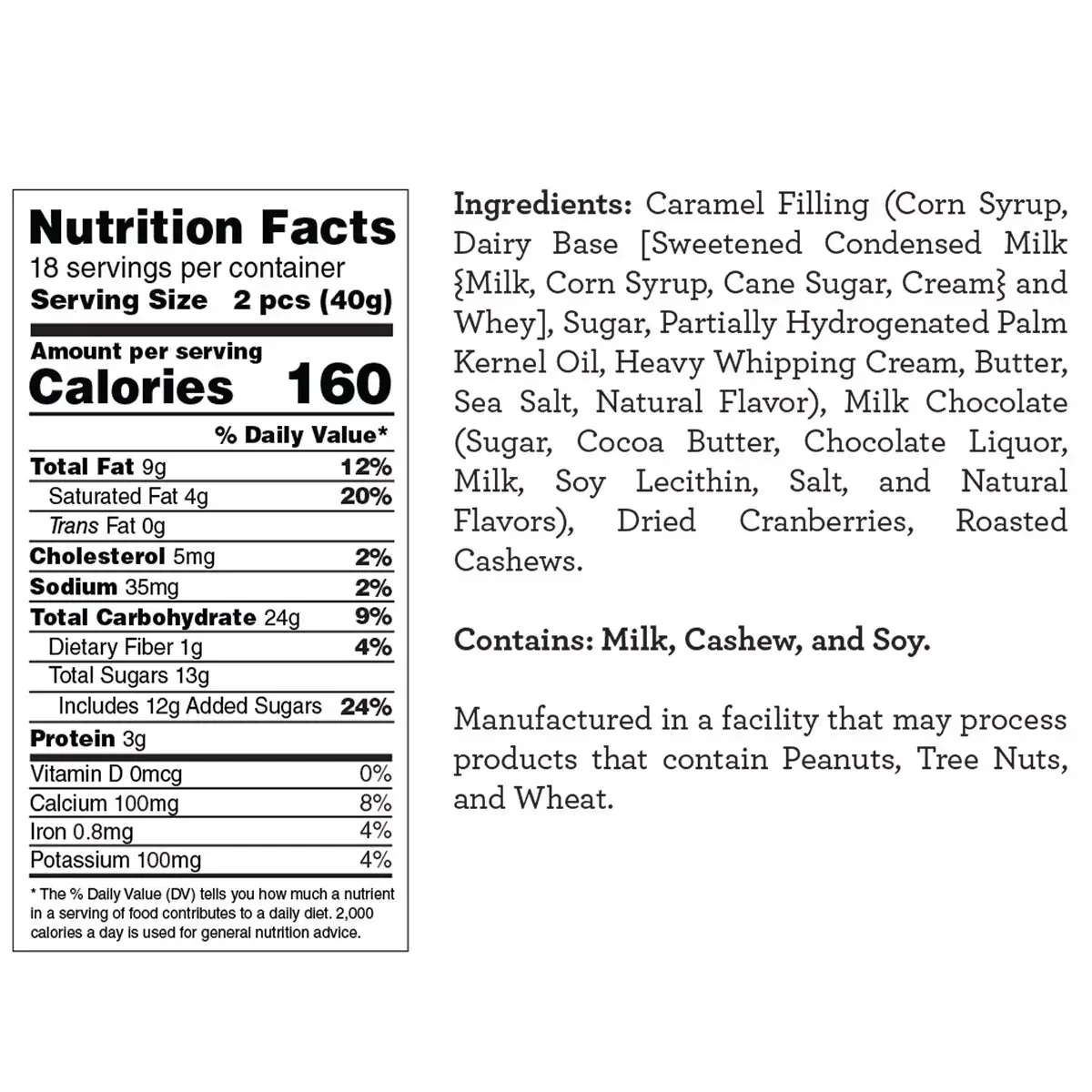 Hebert Candies Milk Chocolate Cranberry Cashew Caramels, 1.8 lb, 36 Total Pieces - Image 8