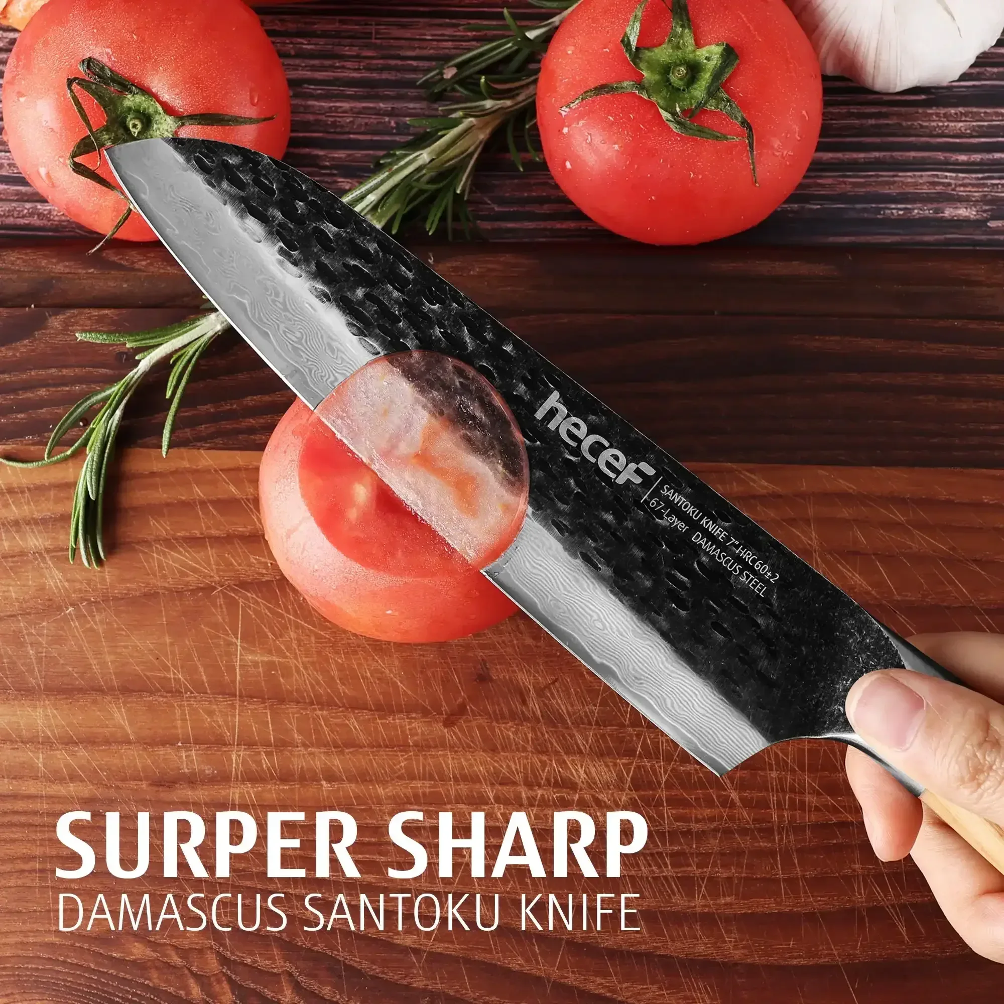 Hecef Japanese Chef Knife, Forged 67-Layer Damascus Steel Ultra Sharp Professional Hammered Carving Knife - Image 18