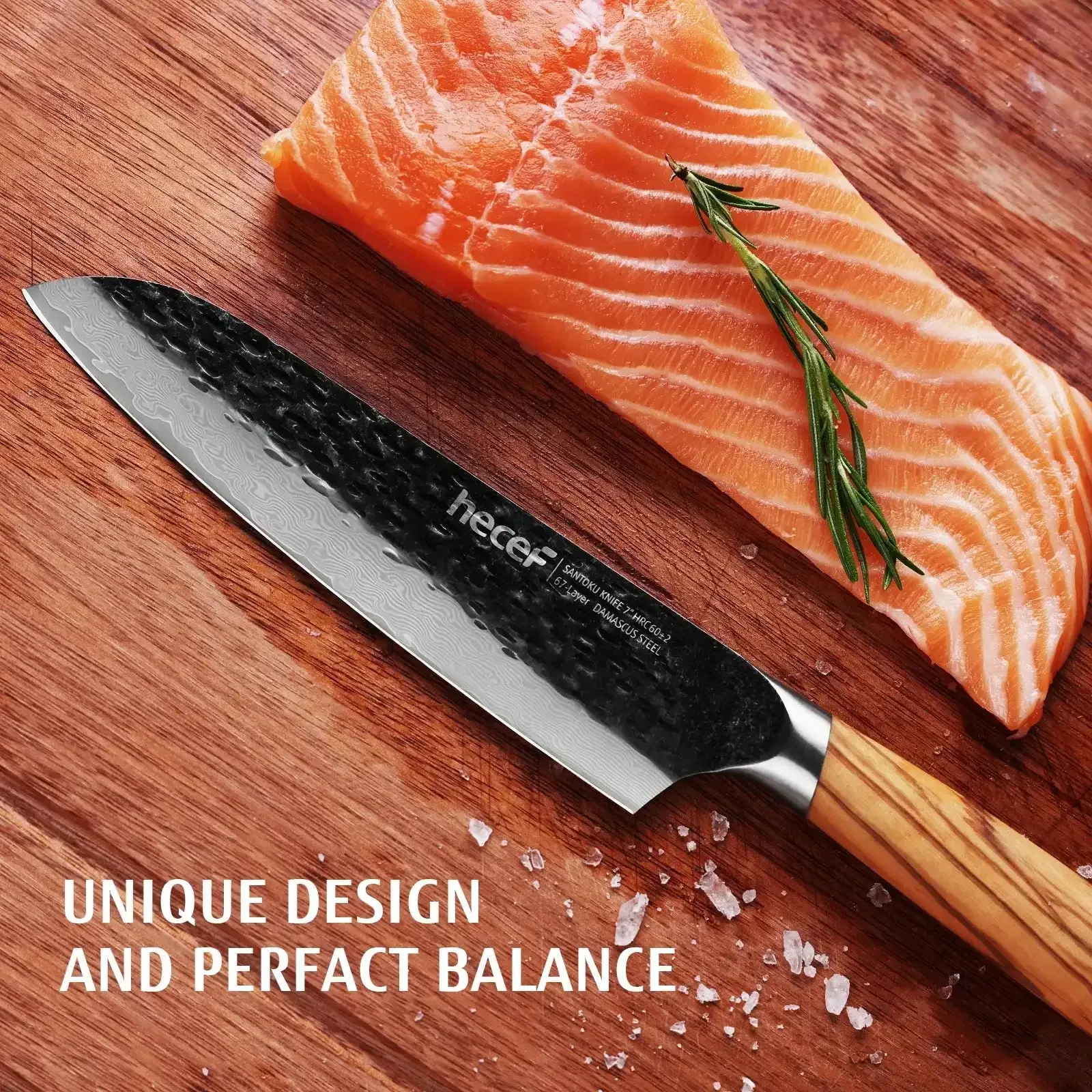 Hecef Japanese Chef Knife, Forged 67-Layer Damascus Steel Ultra Sharp Professional Hammered Carving Knife - Image 20